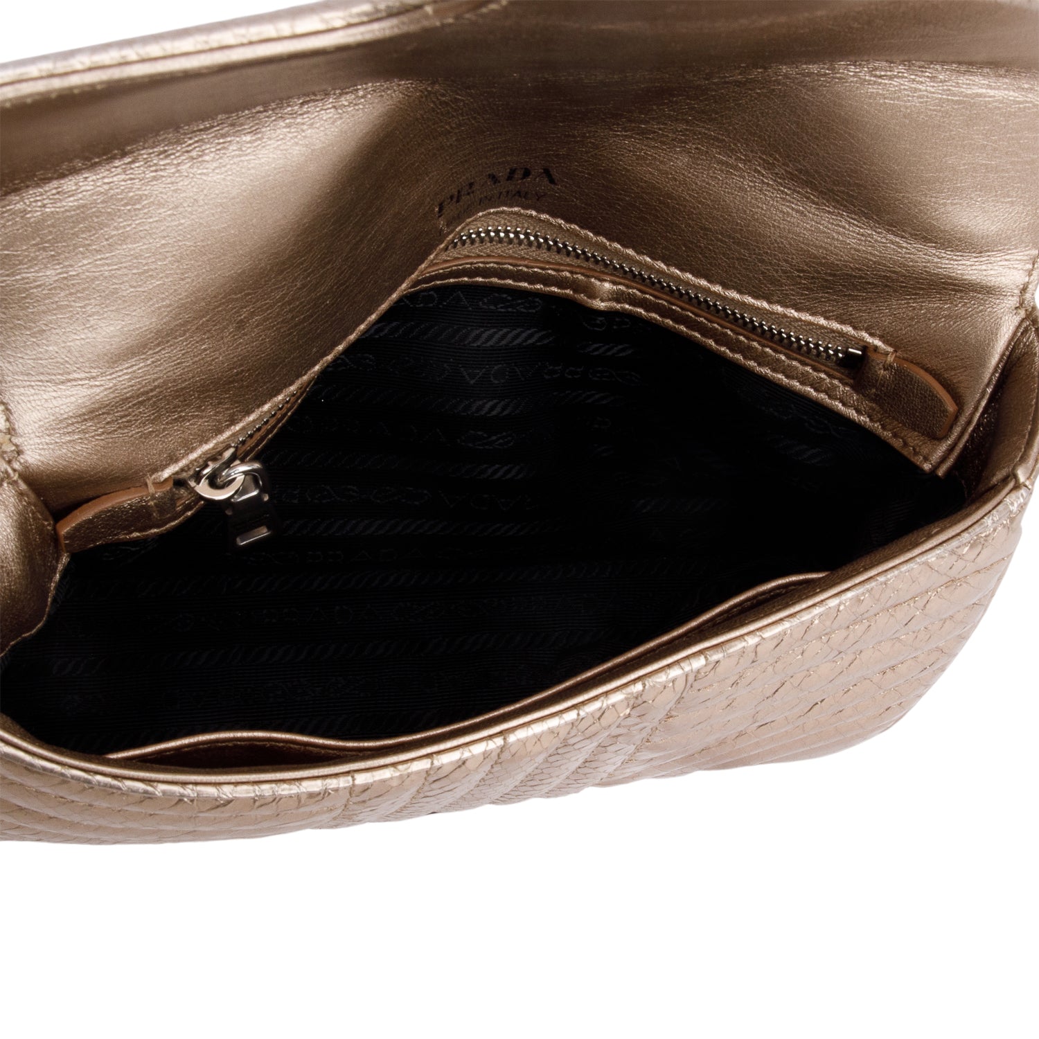 Prada Metallic Gold Python Diagramme Shoulder Bag