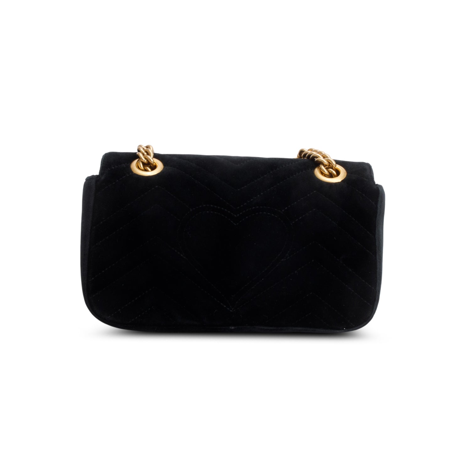 Gucci Black Velvet Matelasse Small GG Marmont Shoulder Bag