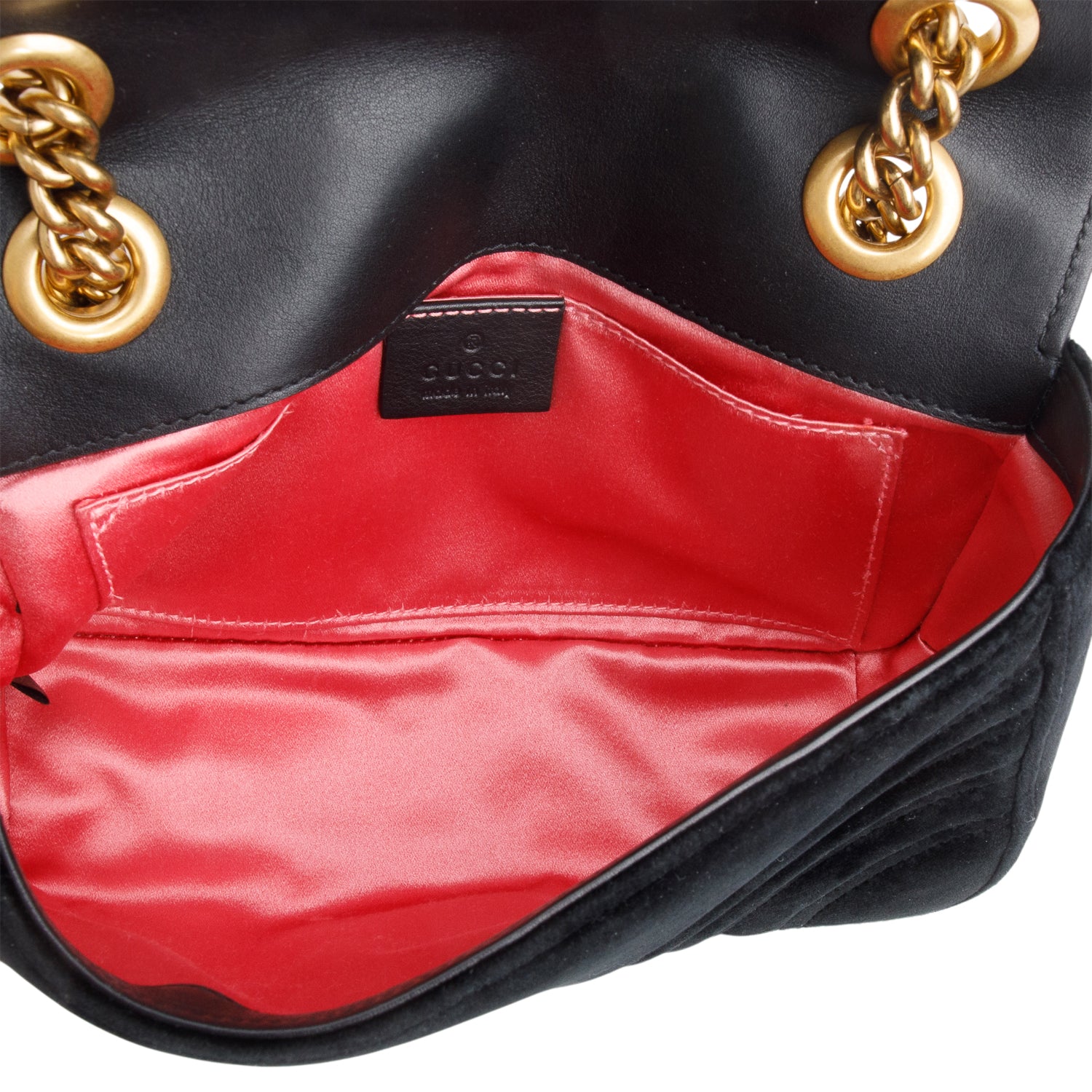 Gucci Black Velvet Matelasse Small GG Marmont Shoulder Bag