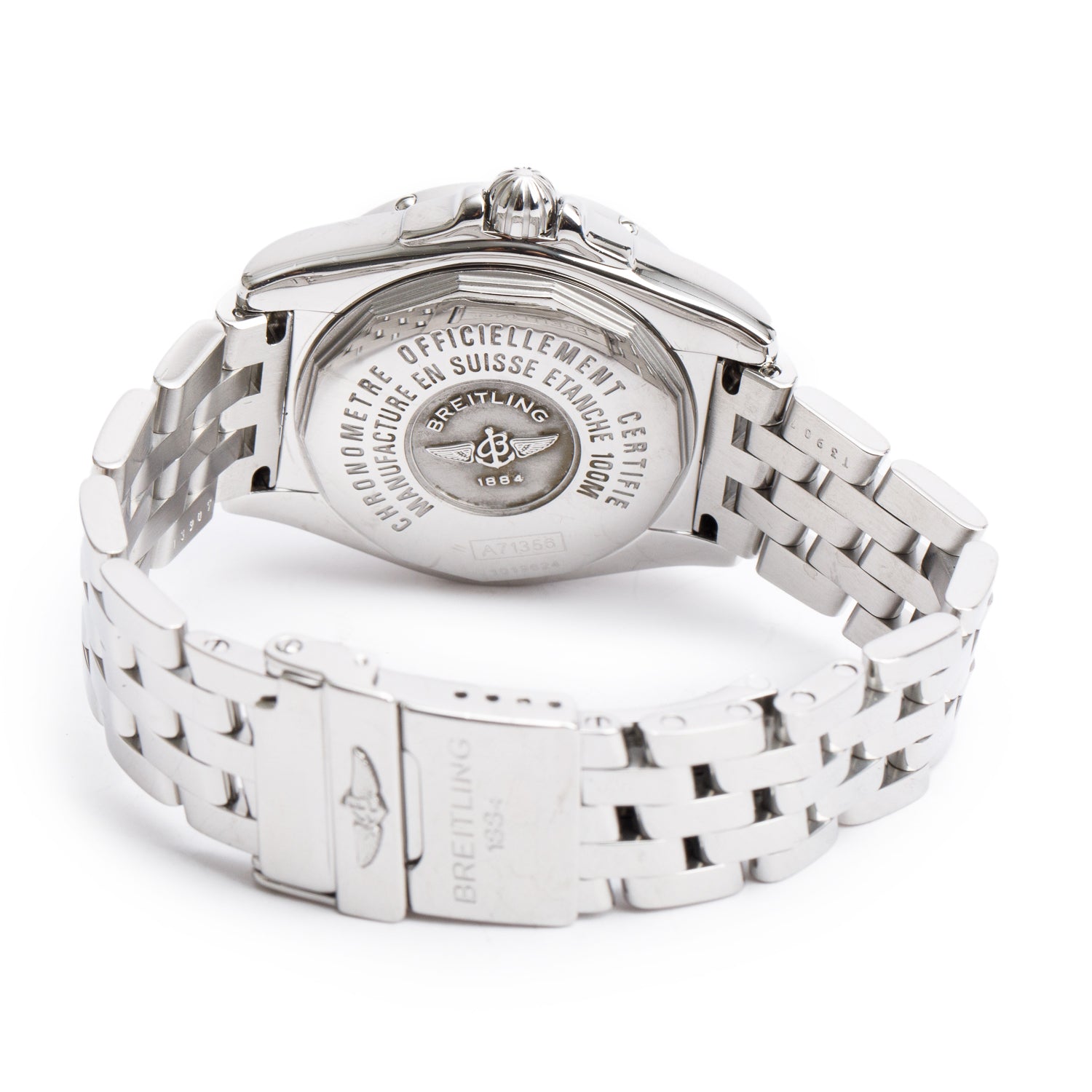 Breitling Stainless Steel Galactic 32 MM Quartz Watch Mother of Pearl Diamond Dial A71356 w/ Box & Papers