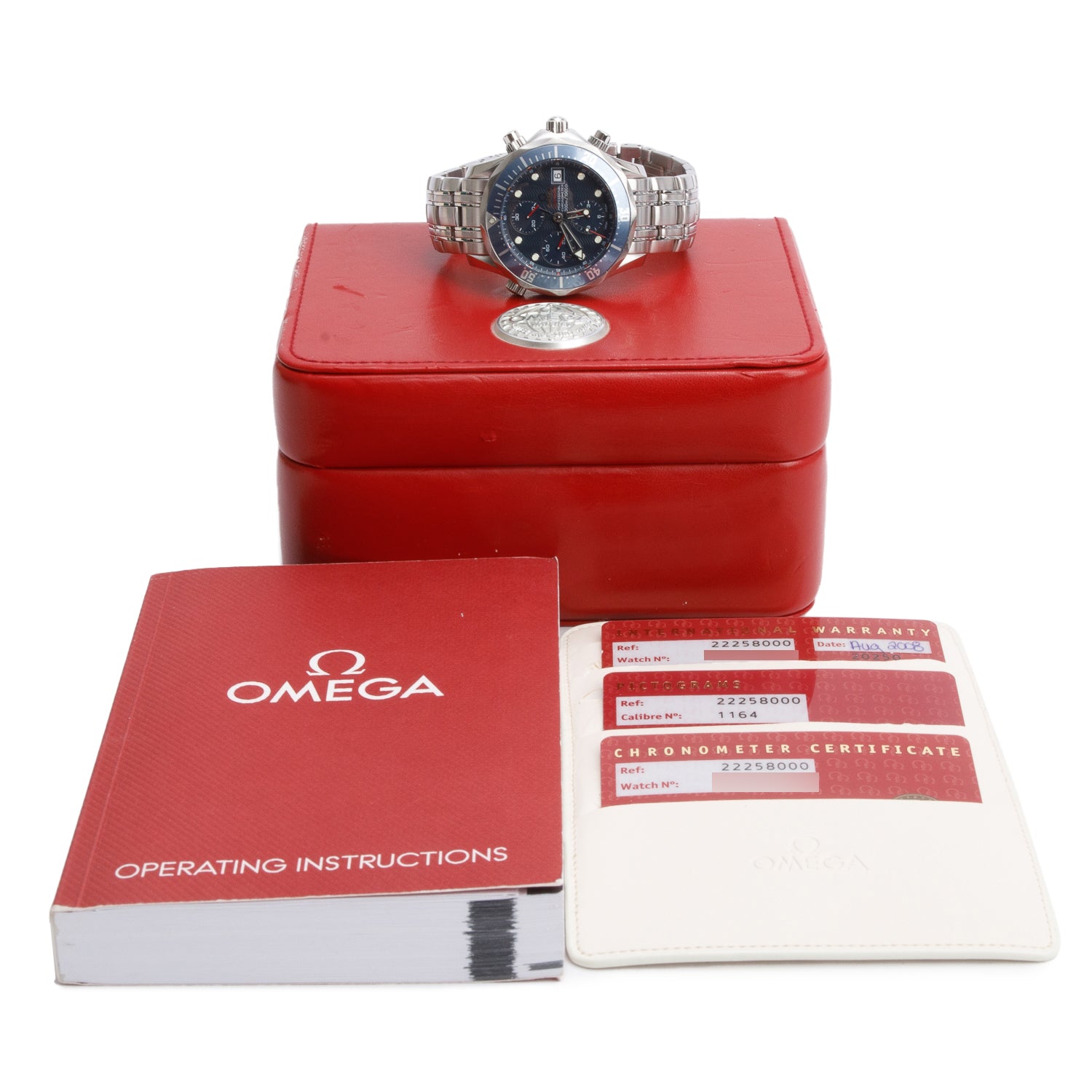 Omega Stainless Steel Seamaster Diver 300M Professional Chronometer 41.5 MM Automatic Chronograph Watch Blue Dial w/ Box & Papers