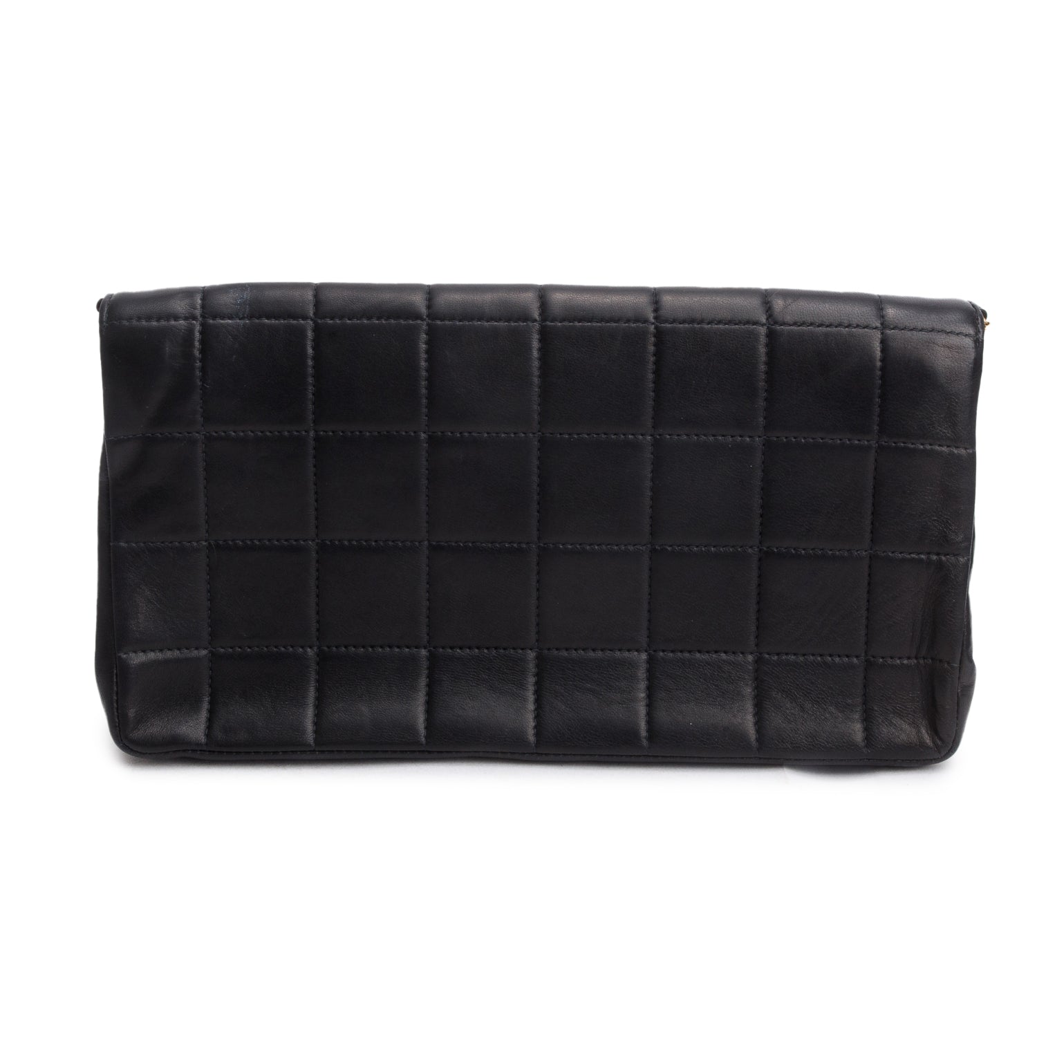 Chanel Vintage Black Lambskin Quilted Chocolate Bar Pearl Flap Bag w/ Authenticity Card