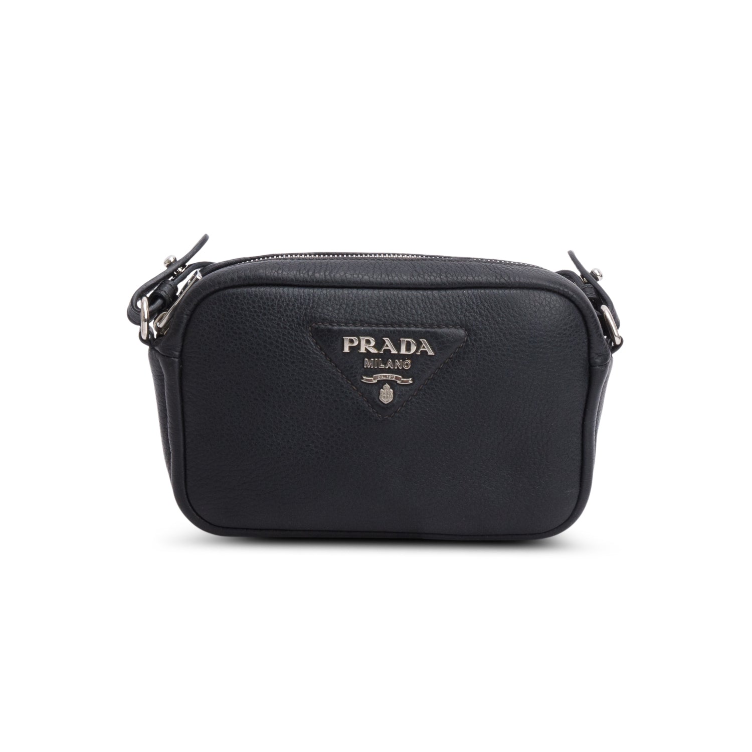 Prada Black Vitello Phenix Camera Bag w/ Straps