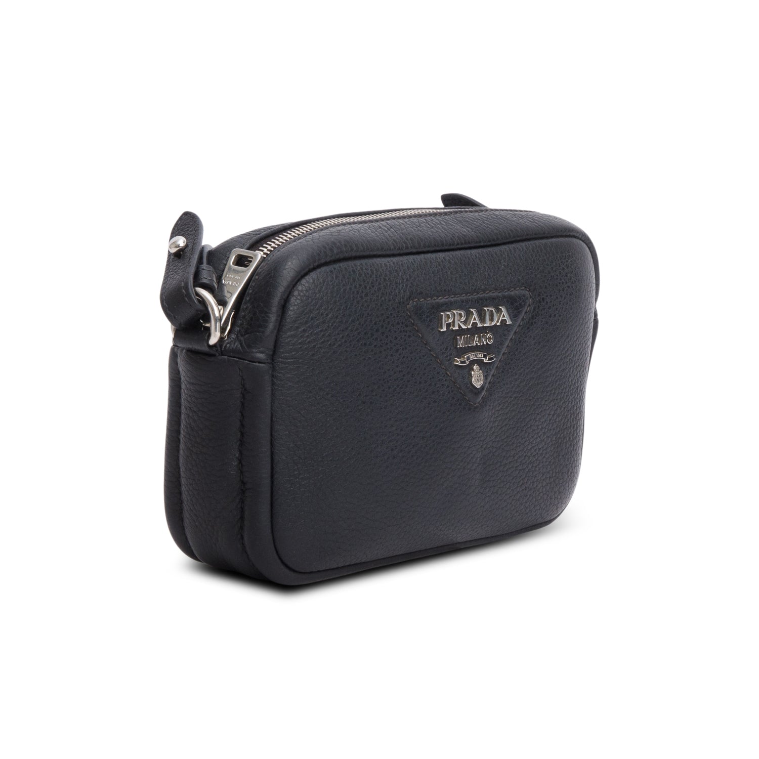 Prada Black Vitello Phenix Camera Bag w/ Straps
