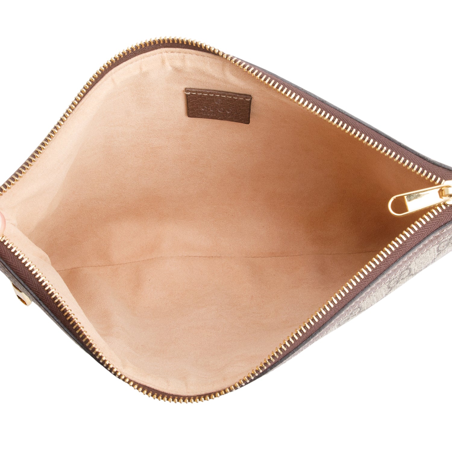 Gucci Brown GG Supreme Monogram Large Ophidia Pouch Clutch w/ Box