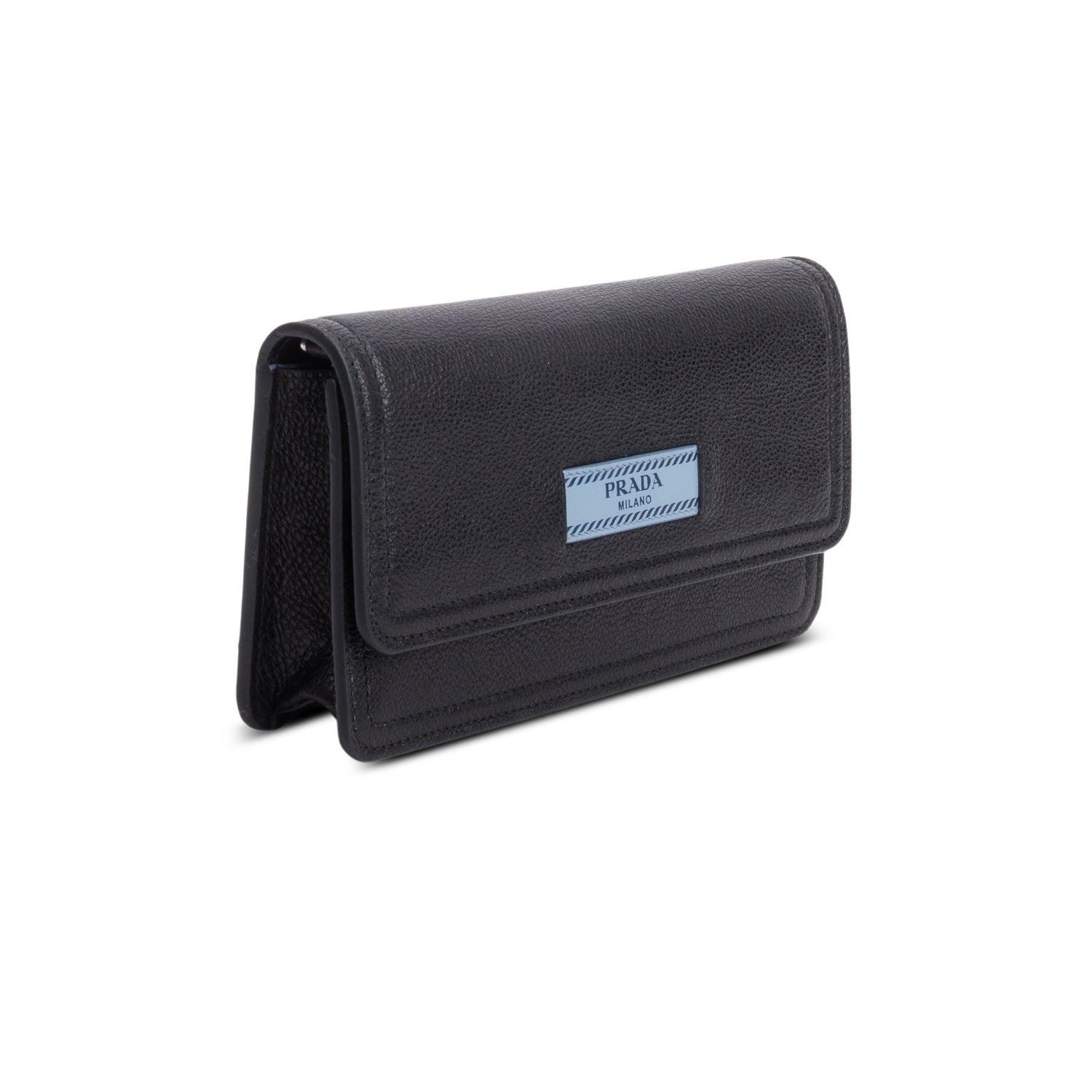 Prada Black Glace Calf Etiquette Wallet on Chain w/ Authenticity Card