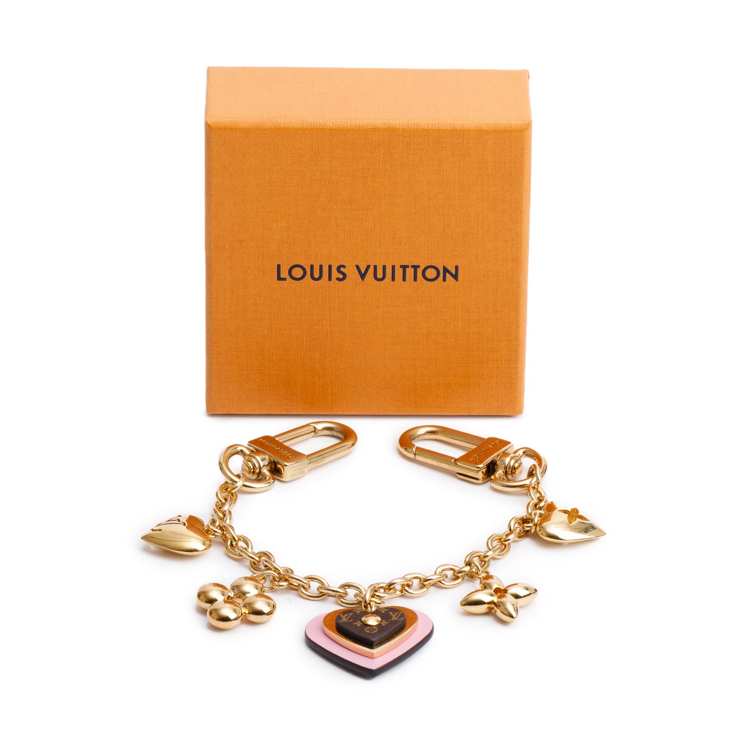 Louis Vuitton 2024 Gold-Tone Monogram My Heart Bag Charm Chain w/ Box & Receipt