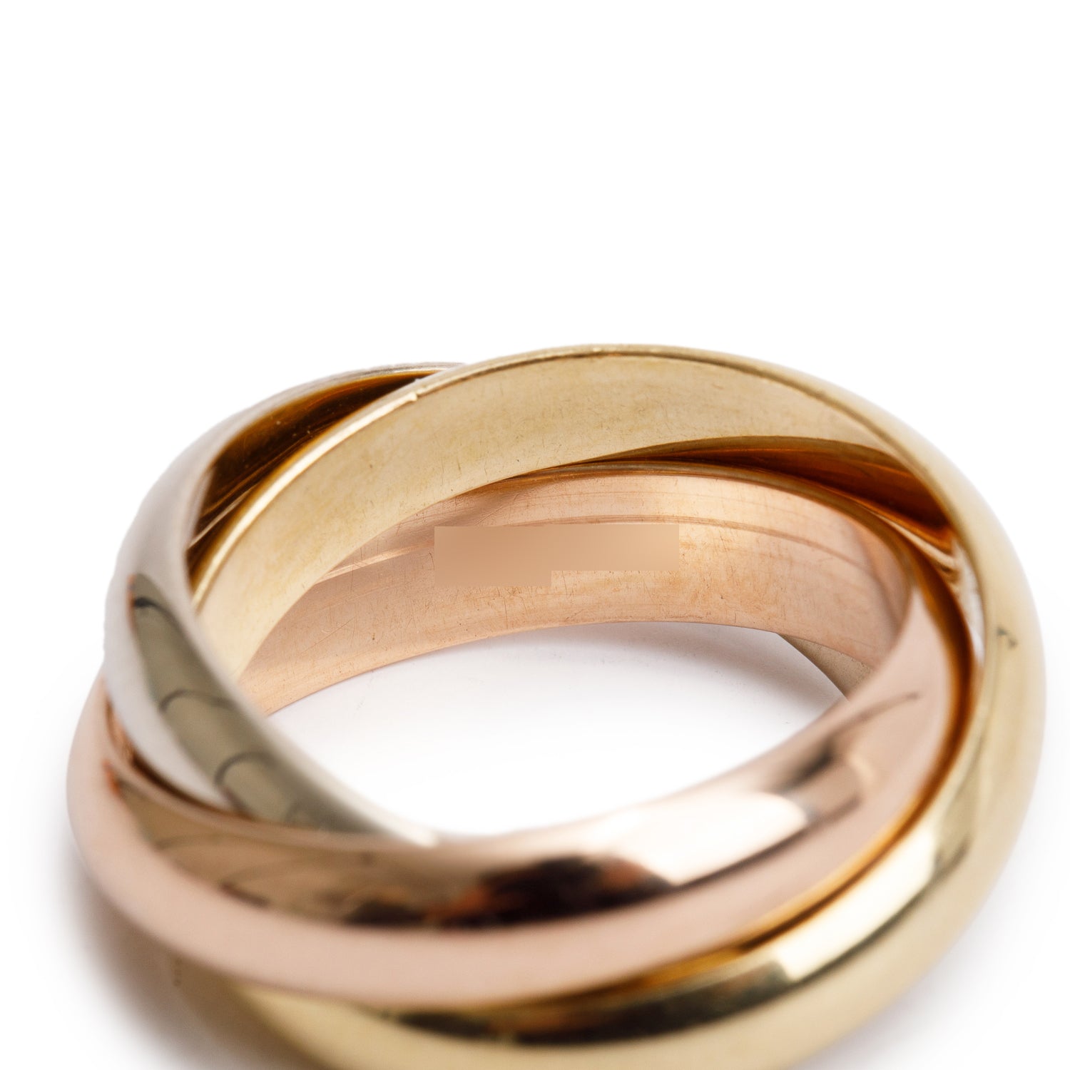 Cartier Vintage 18k Tri-Gold Trinity Rolling Ring, Large Model Size 53 6.25 w/ Box