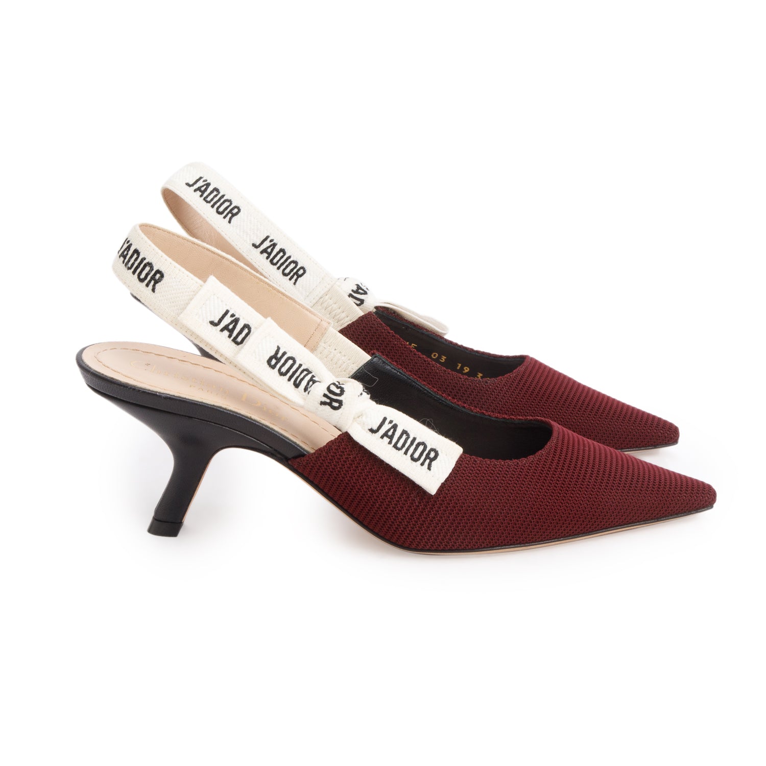 Christian Dior Red Technical Canvas Ribbon J'Adior Slingback 65mm, Size 36 w/ Box