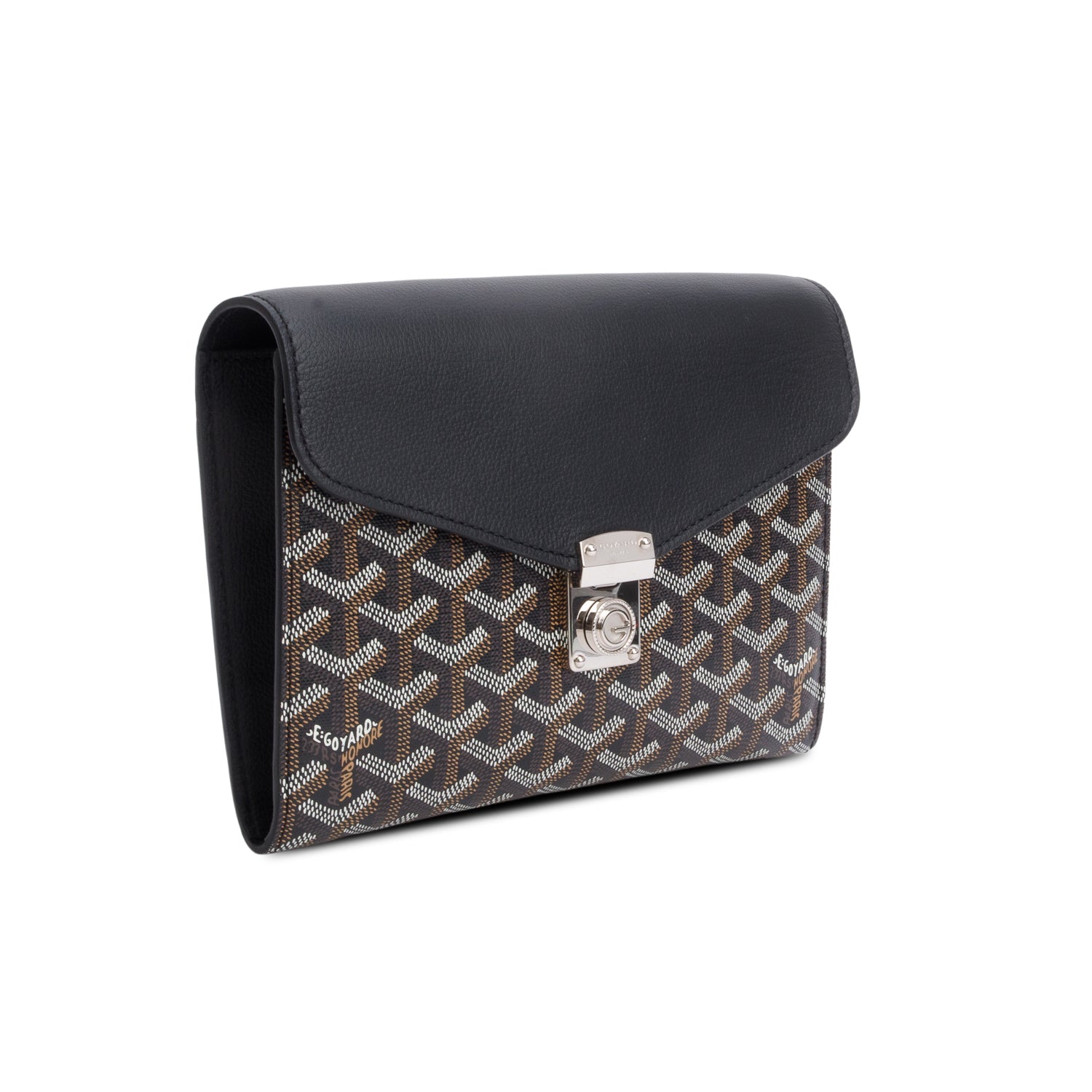 Goyard 2025 Black Goyardine Calfskin Chypre Wallet Pouch w/ Box, Strap & Receipt