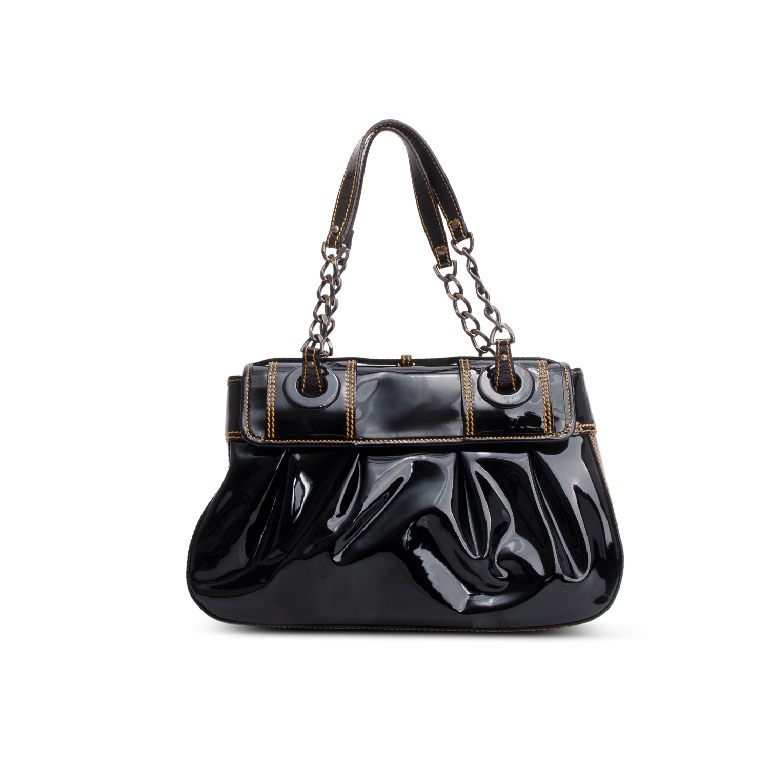 Fendi Black Patent Leather B Shoulder Bag