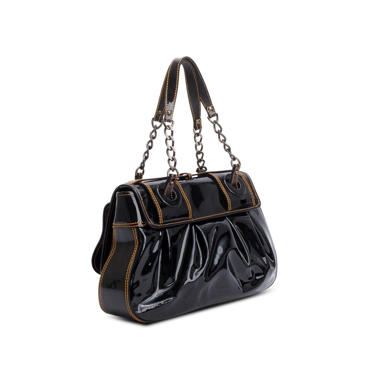 Fendi Black Patent Leather B Shoulder Bag