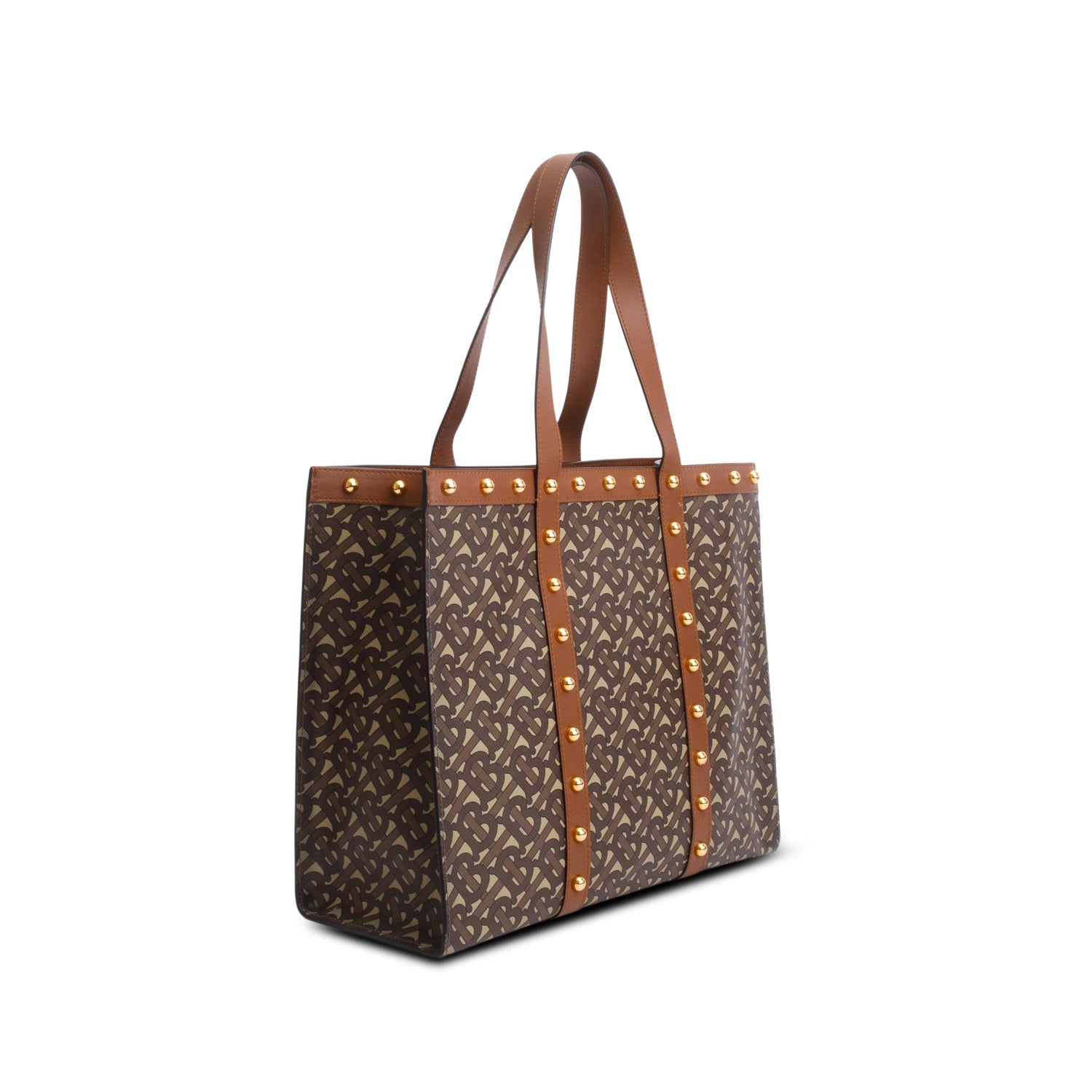 Burberry Brown E-Canvas Monogram Studded Book Tote