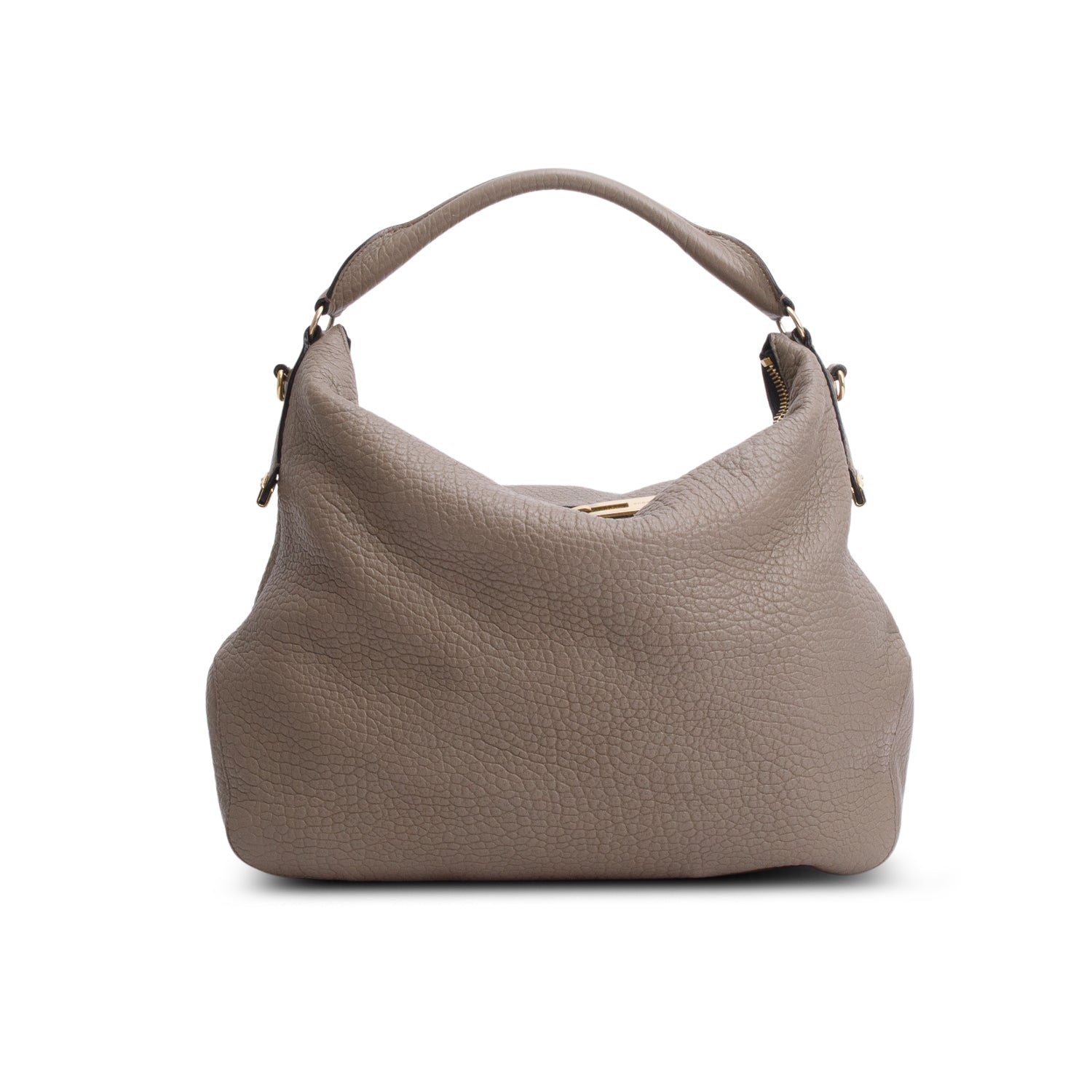 Burberry Taupe Grained Leather Ledbury Convertible Hobo w/ Strap
