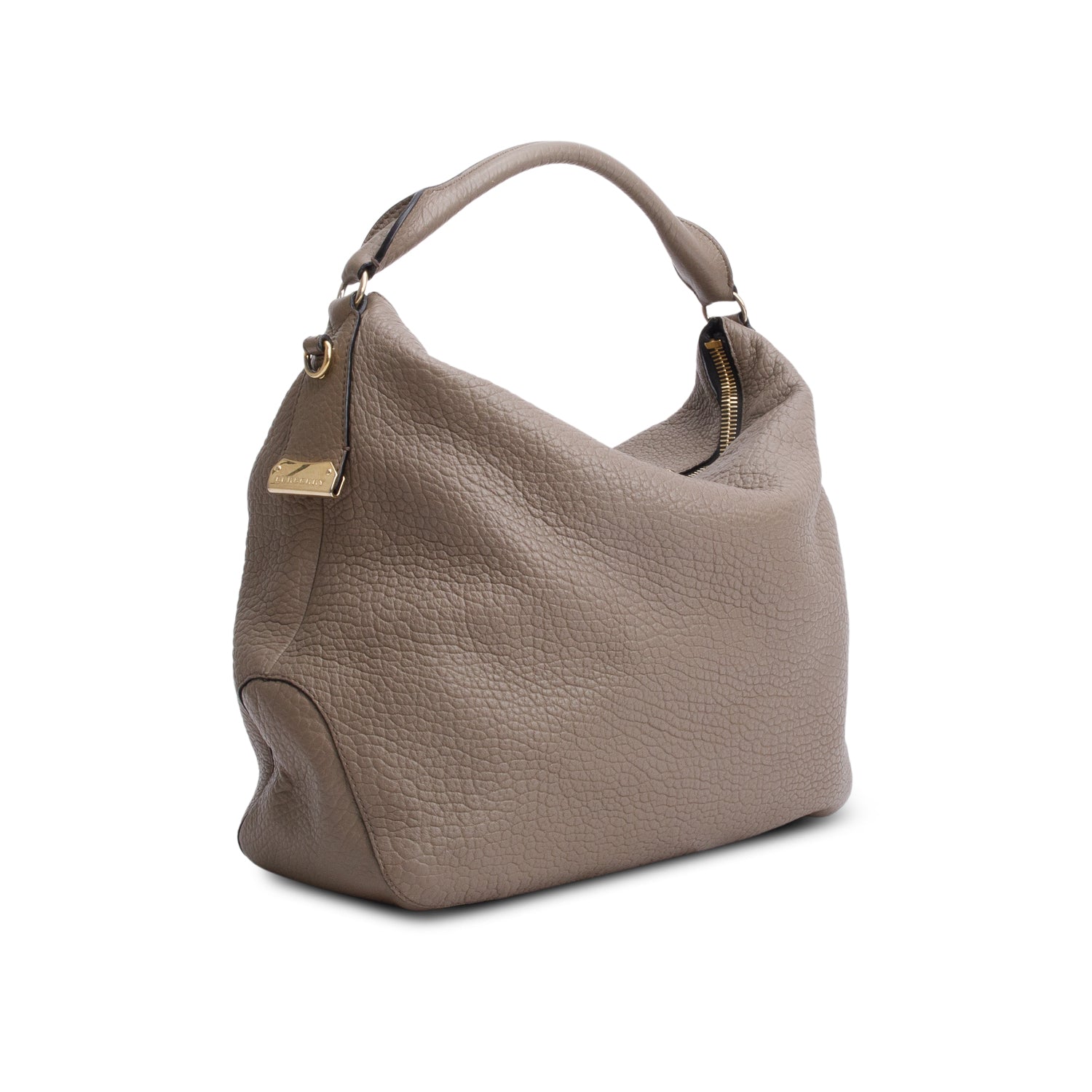 Burberry Taupe Grained Leather Ledbury Convertible Hobo w/ Strap