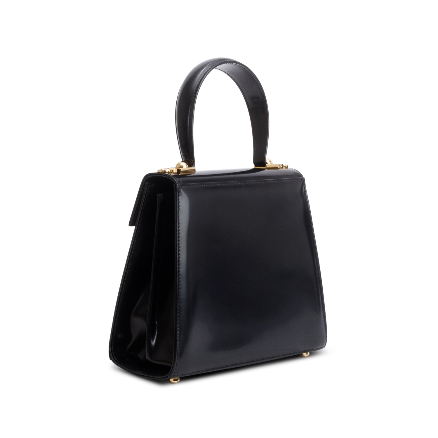 Ferragamo 2023 Black Brushed Off Calfskin Small Iconic Top Handle Bag w/ Box, Strap & Receipt