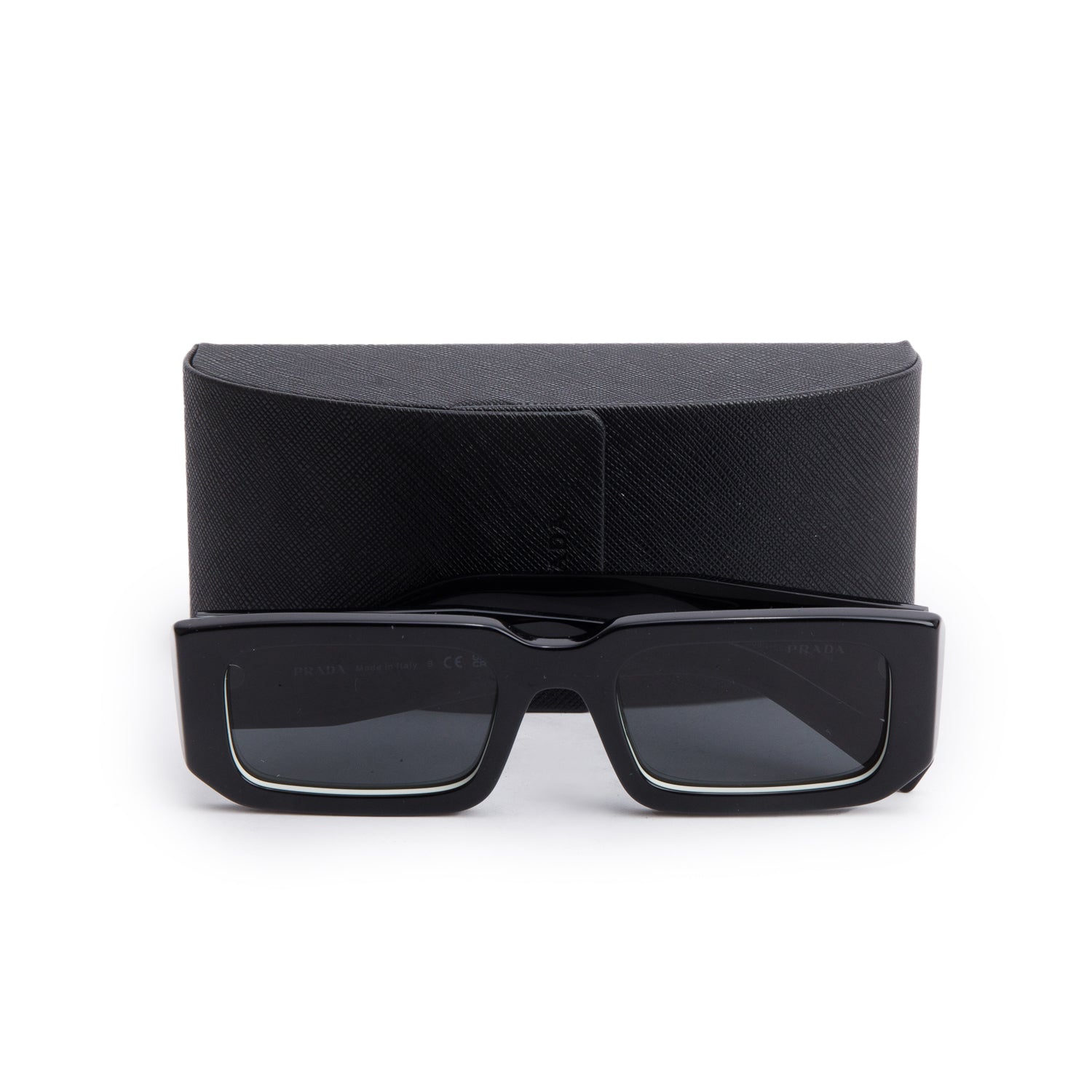 Prada SPR06Y Black/White Acetate Rectangle Sunglasses w/ Case