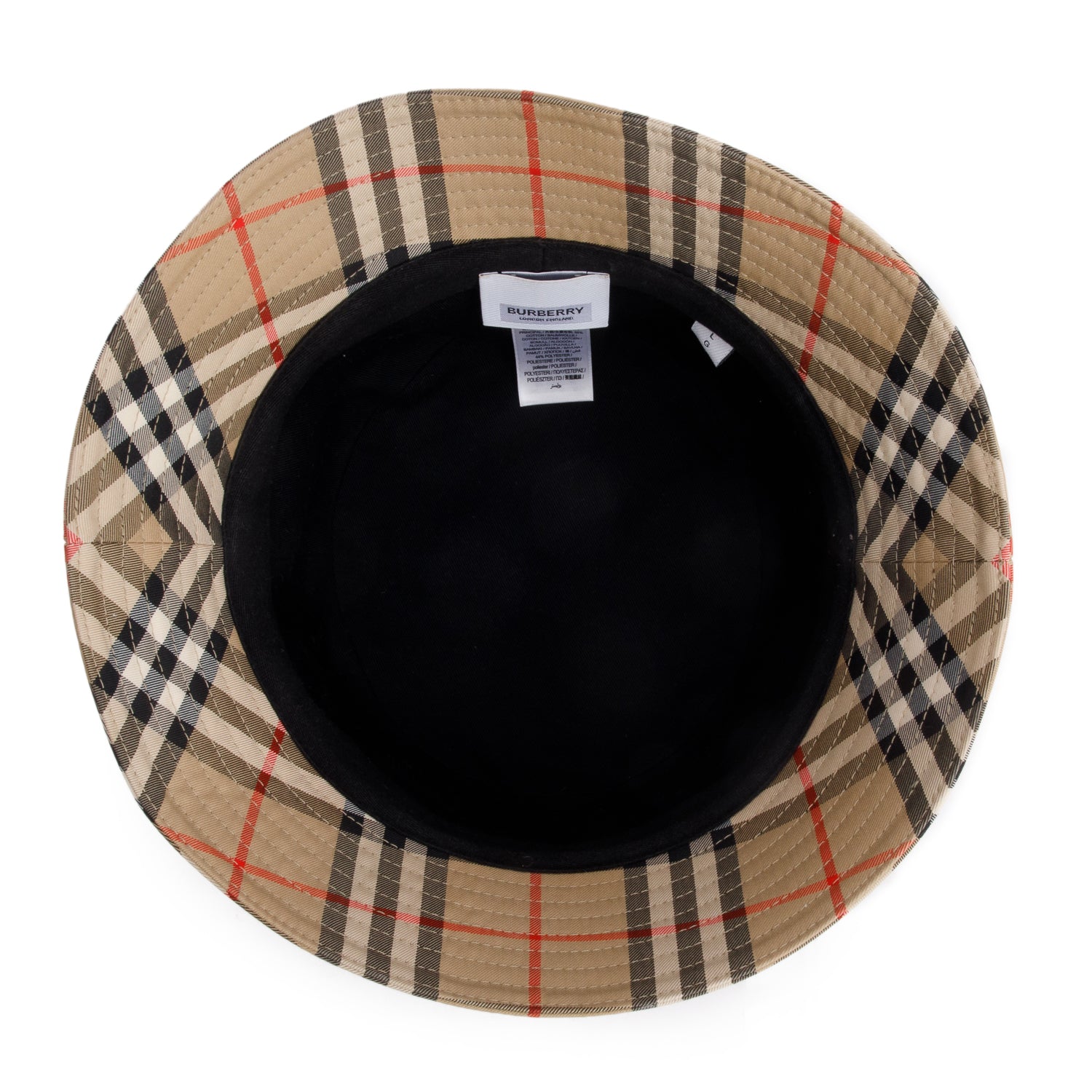 Burberry Beige Technical Cotton Vintage Check Bucket Hat, Size L