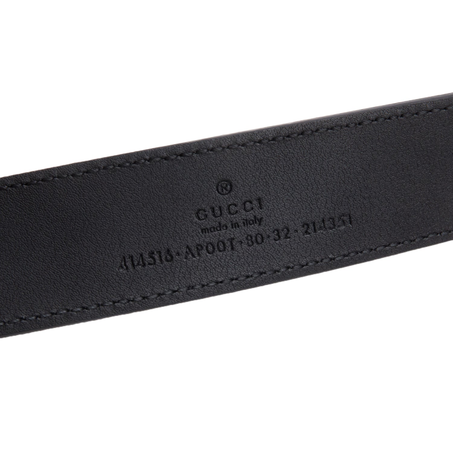 Gucci Black Leather GG Marmont Thin Belt, 80 32
