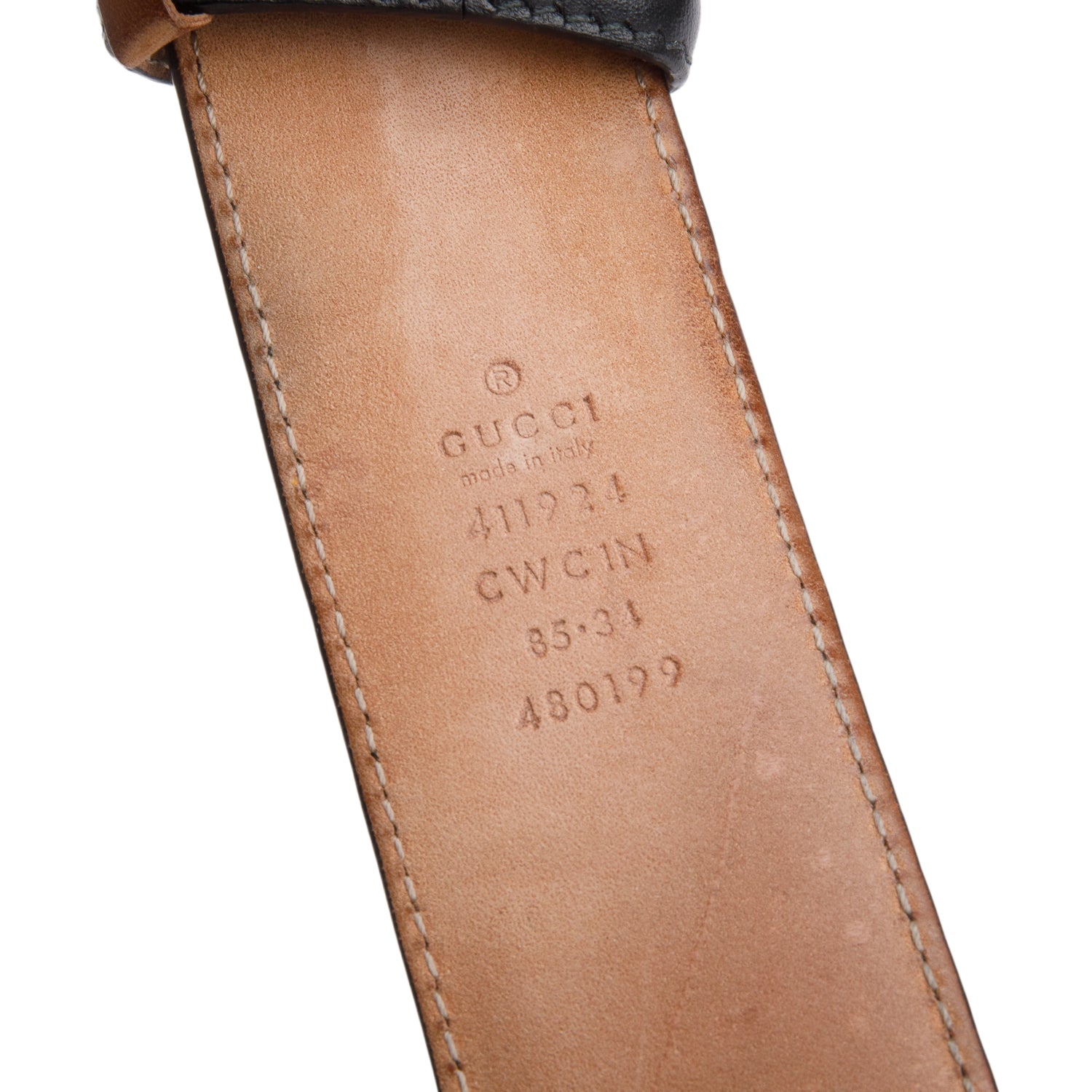 Gucci Black Guccisima Embossed Leather Signature Interlocking G Belt 85 34