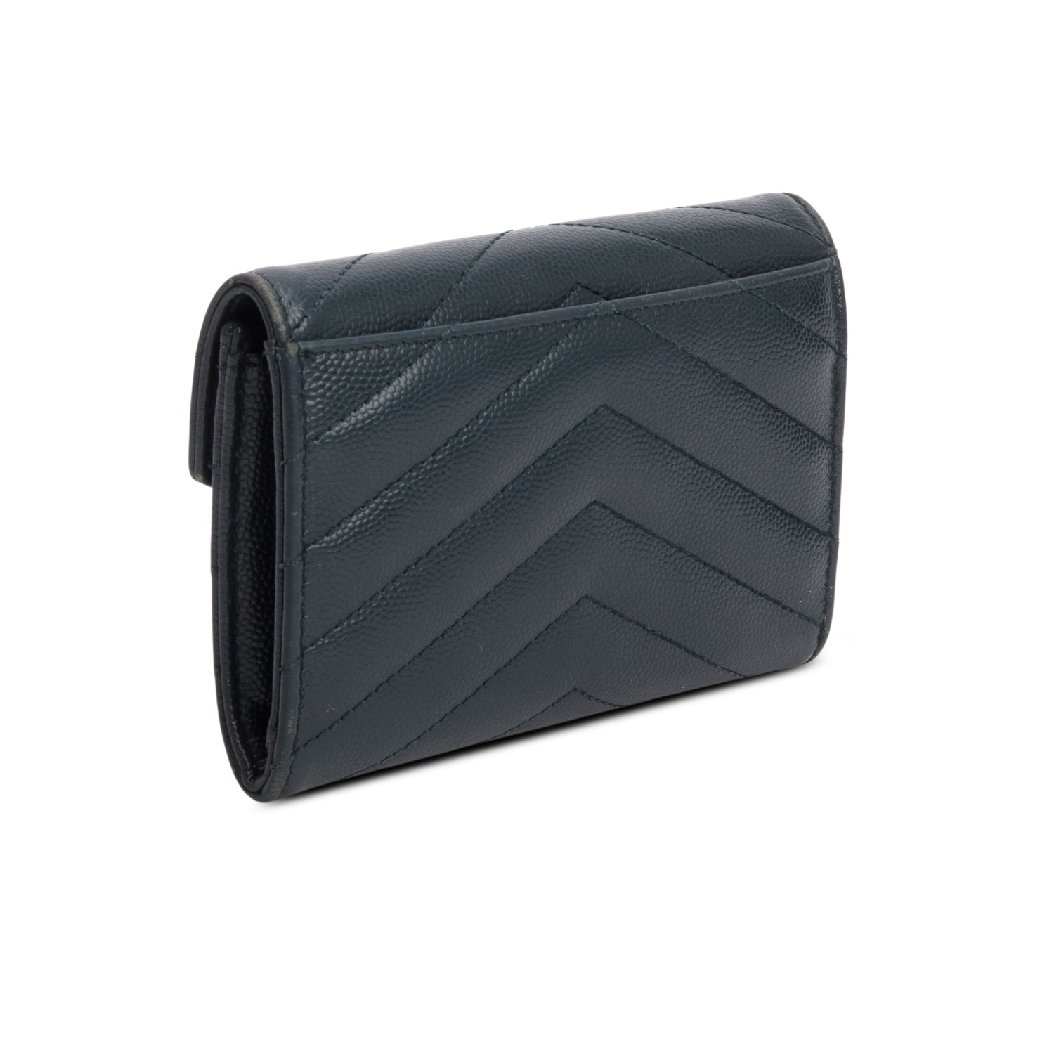 Saint Laurent Grey Grain de Poudre Matelasse Small Envelope Wallet