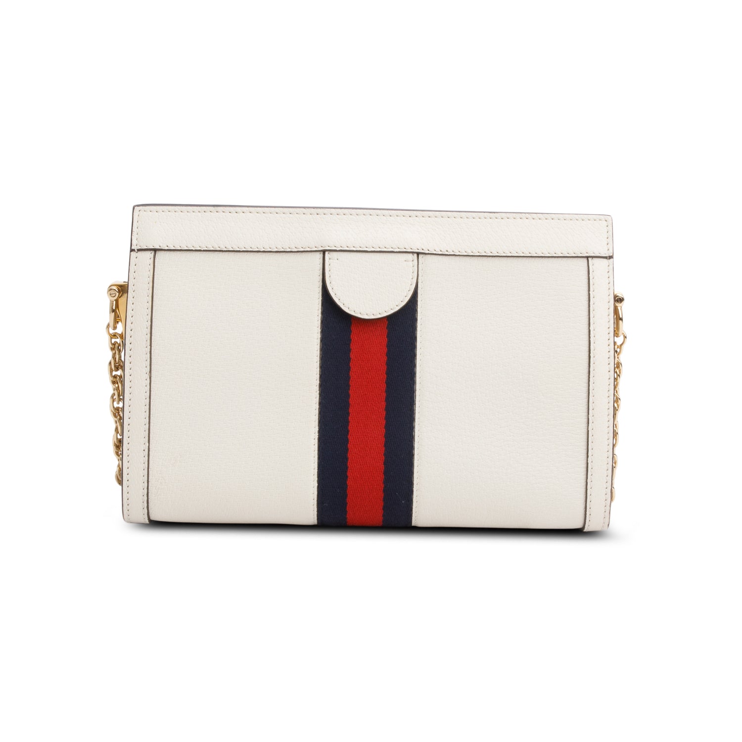 Gucci Cream Textured Calfskin Web Medium Ophidia Chain Shoulder Bag