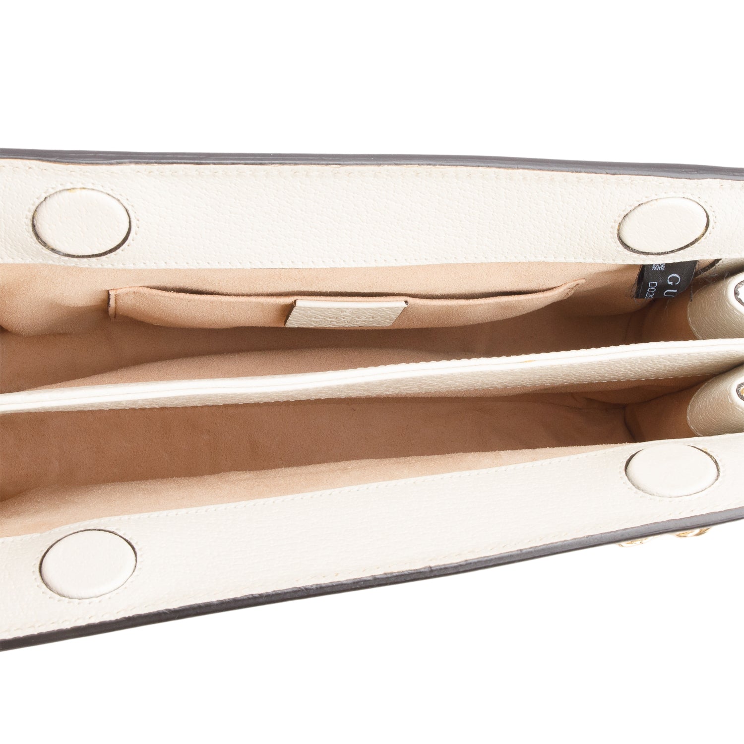 Gucci Cream Textured Calfskin Web Medium Ophidia Chain Shoulder Bag