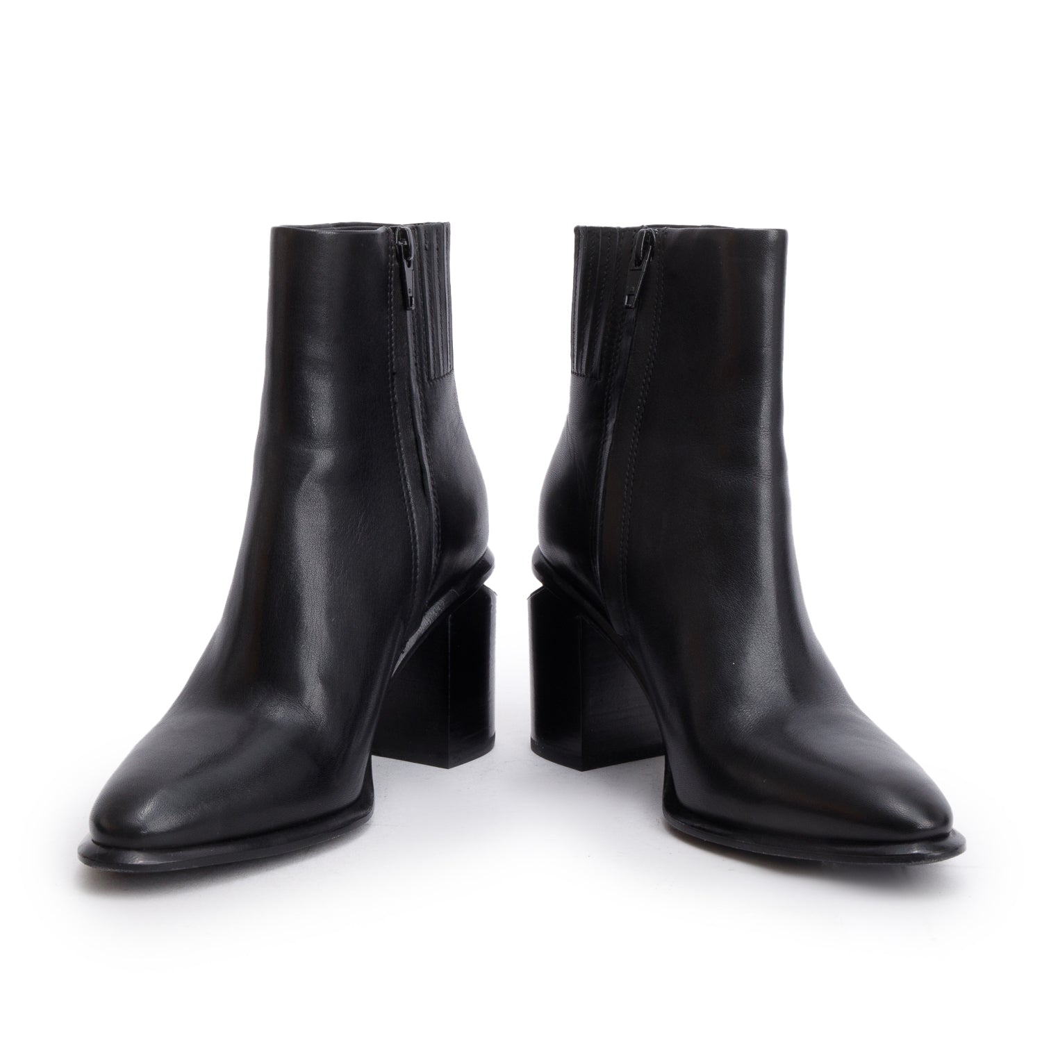 Alexander Wang Black Shiny Calfskin Anna Calf Booties, Size 36.5 w/ Box