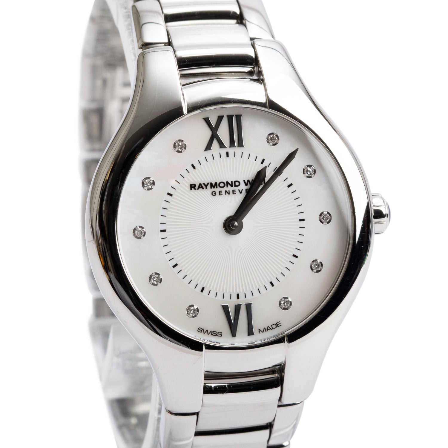 Raymond Weil Stainless Steel Noemia 27 MM Quartz Watch Mother of Pearl Diamond Dial 5127