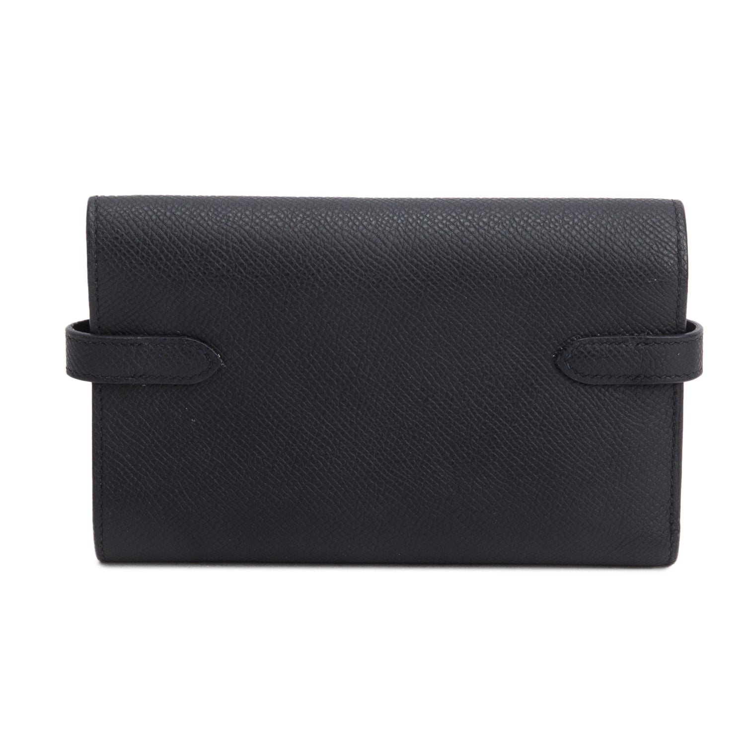 Hermes Noir Epsom Leather Kelly Depliant Medium Trifold Wallet