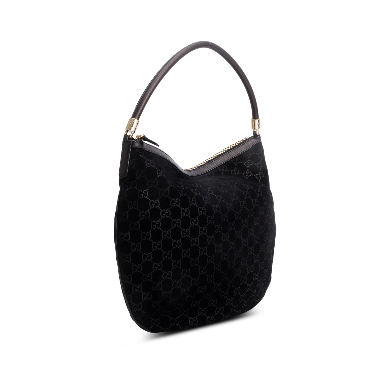Gucci Black GG Suede Hobo Bag