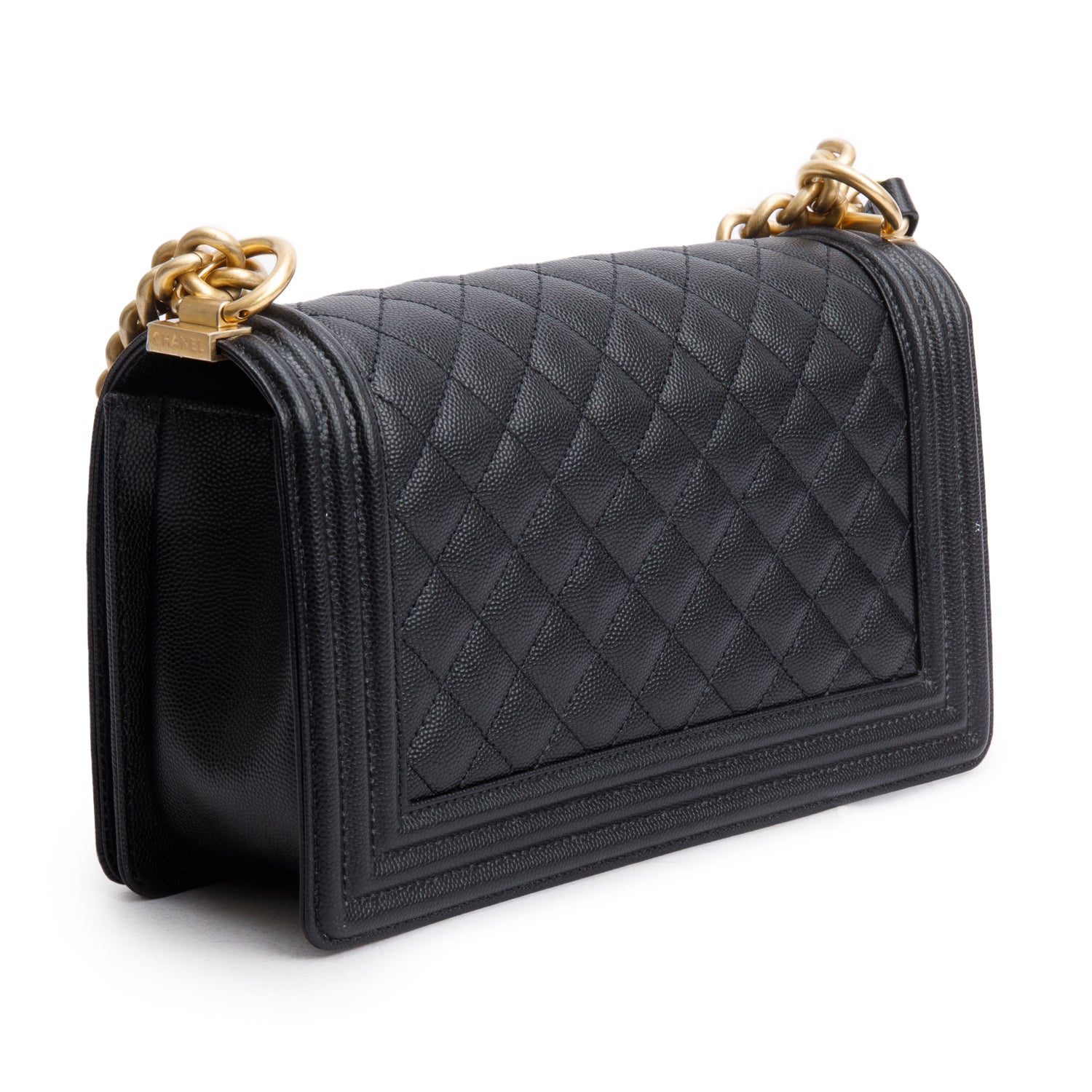 Chanel 2020 Black Caviar Quilted Medium Boy Flap Bag w/ Box