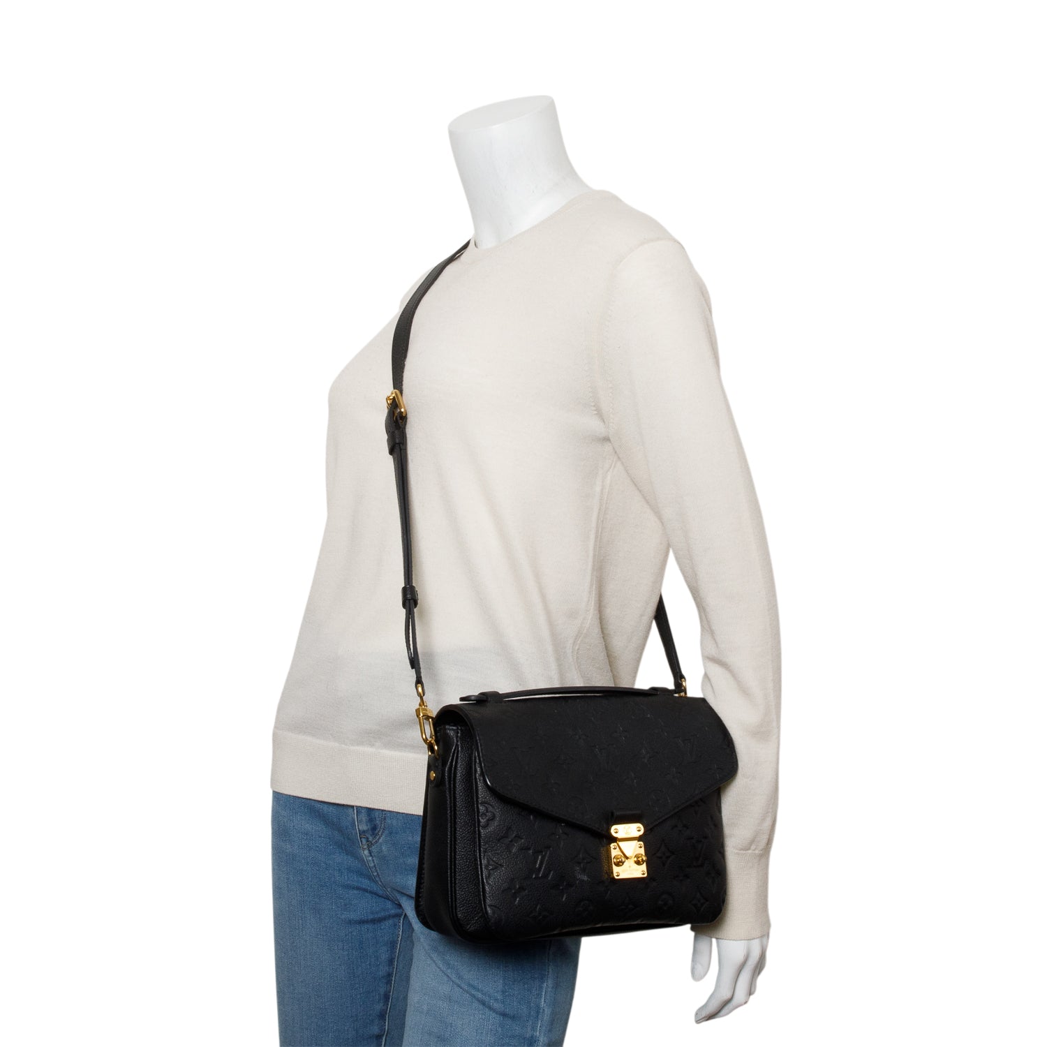 Louis Vuitton Black Monogram Empreinte Leather Pochette Metis w/ Box