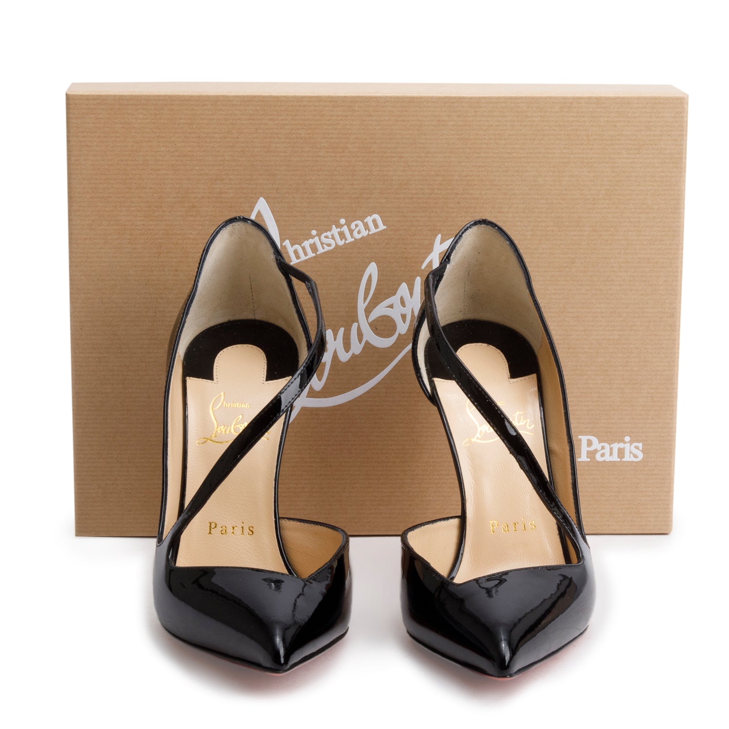 Christian Louboutin Black Patent Leather Jumping 100 Pumps, Size 36.5 w/ Box