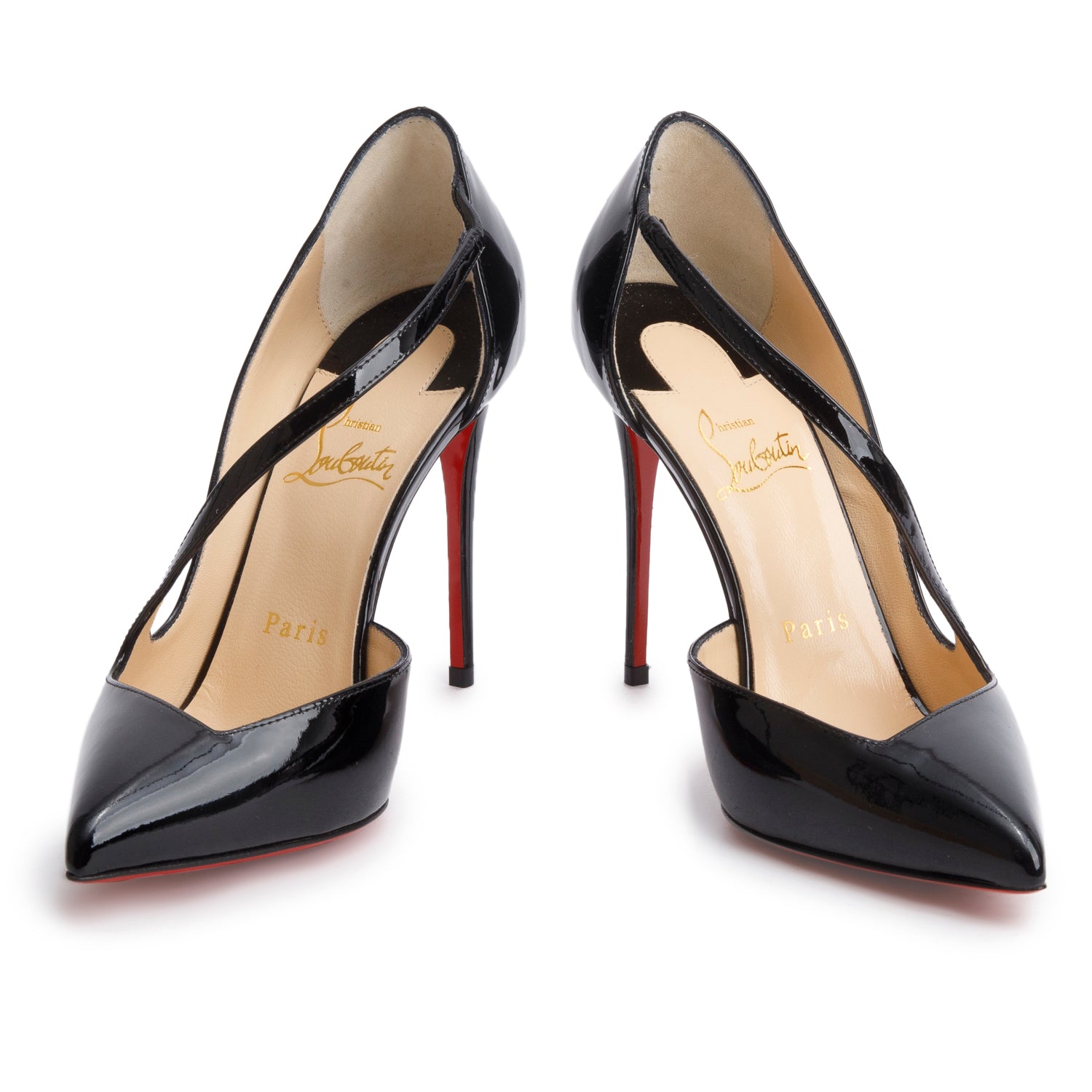 Christian Louboutin Black Patent Leather Jumping 100 Pumps, Size 36.5 w/ Box