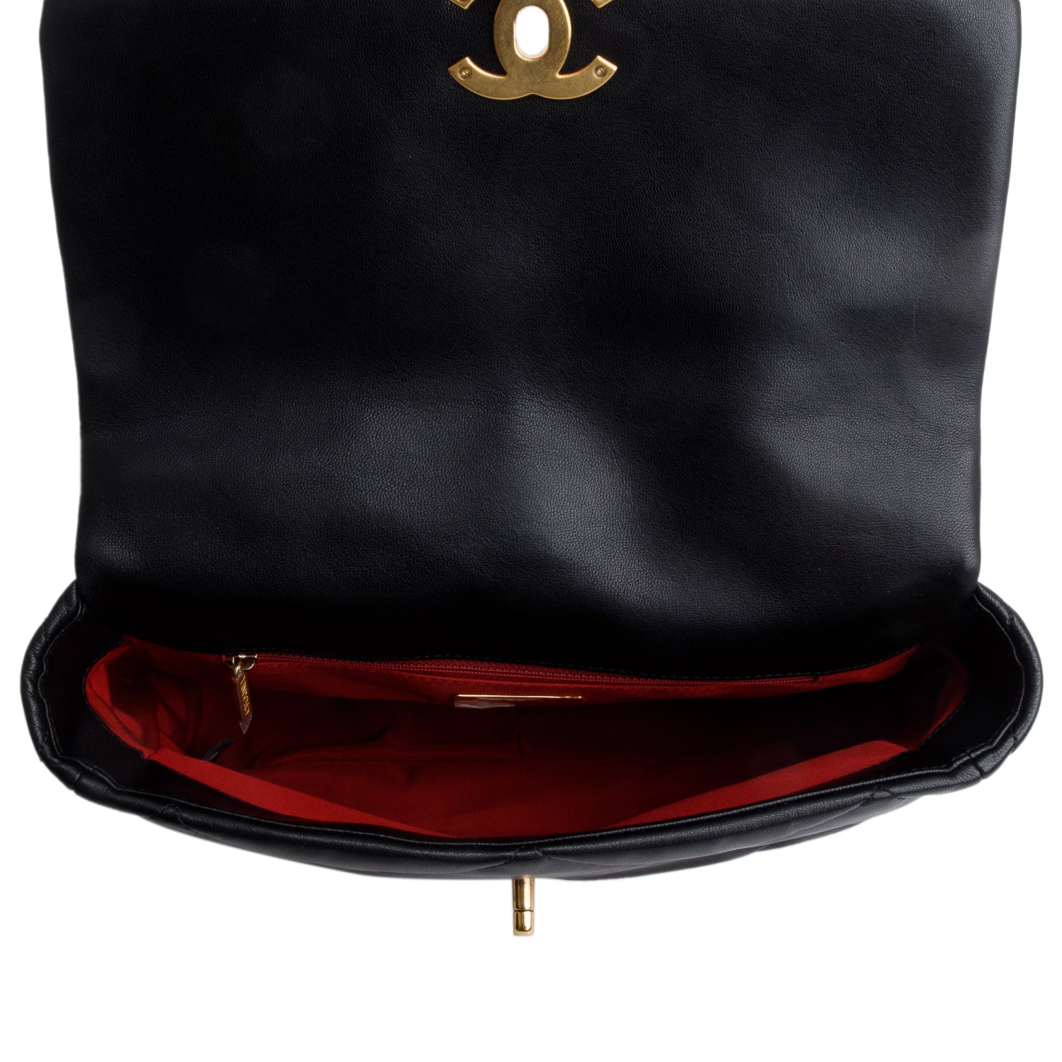 Chanel 2020 Black Lambskin Leather Medium 19 Flap Bag w/ Box & Authenticity Card