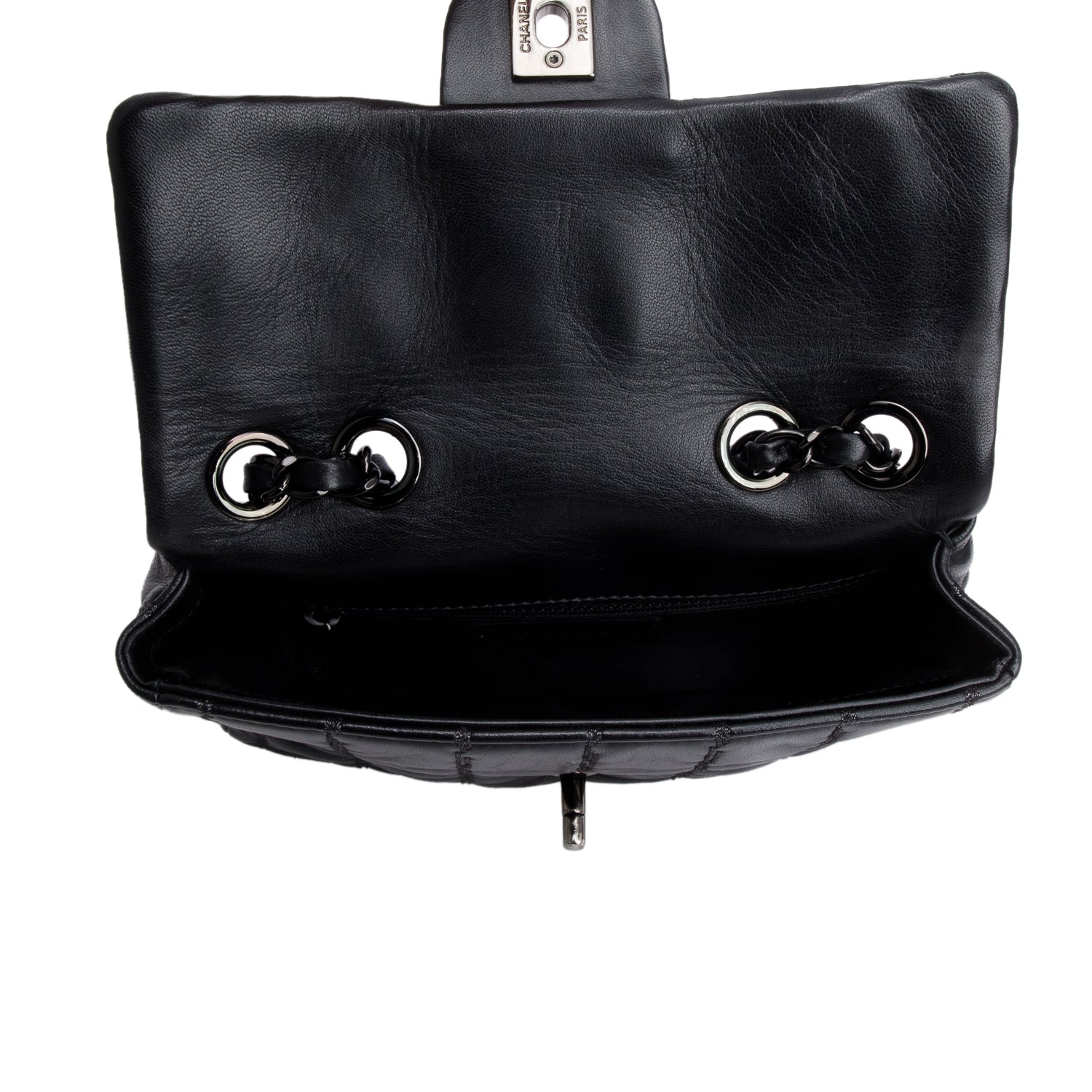 Chanel Black Lambskin Vertical Stitch Small Flap Bag