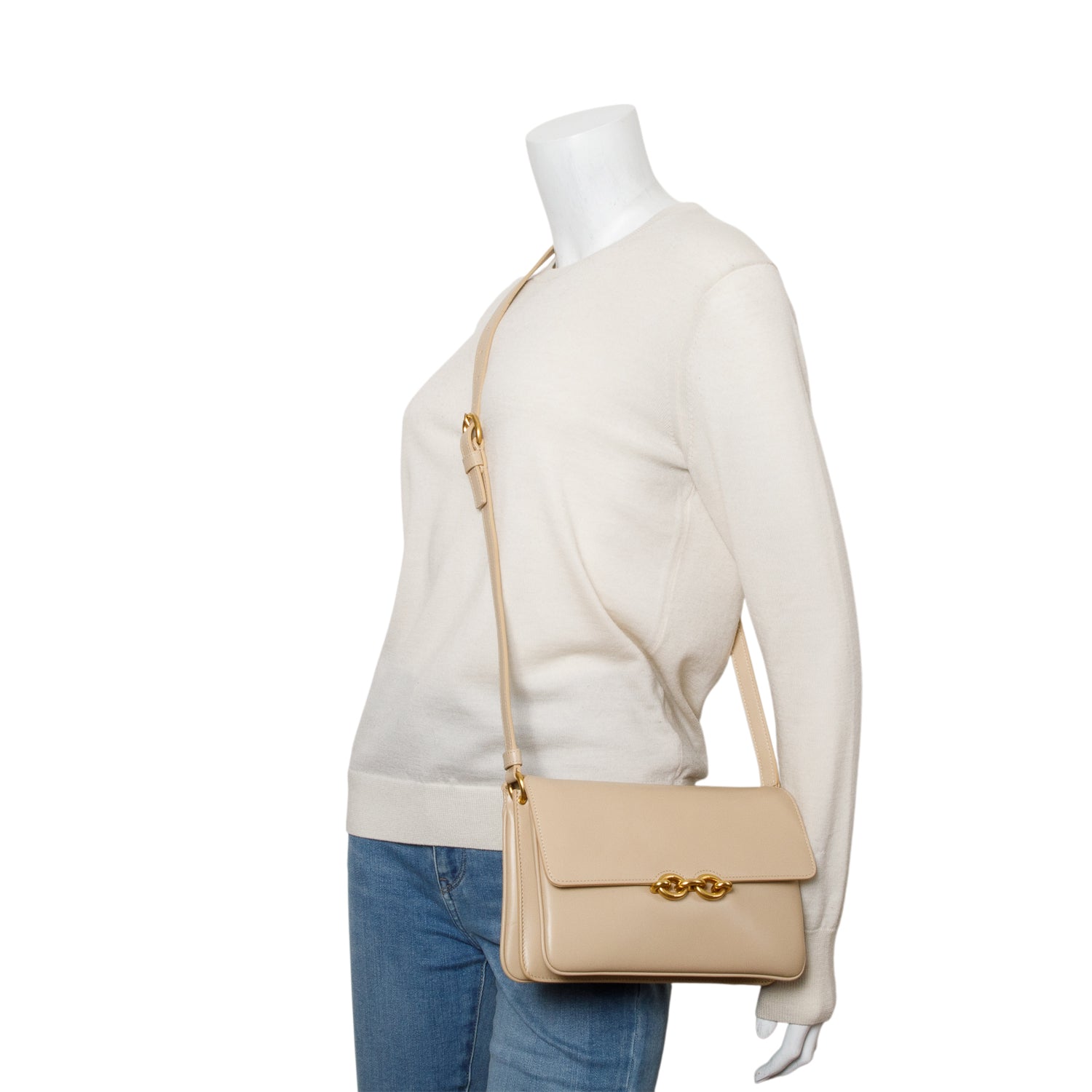 Saint Laurent 2022 Beige Smooth Calfskin Le Maillon Satchel