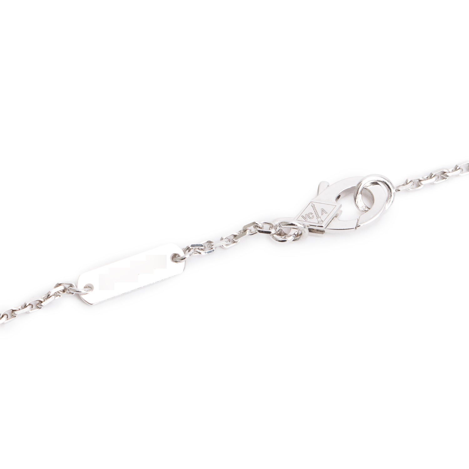 Van Cleef & Arpels  18k White Gold Chalcedony Vintage Alhambra Pendant Necklace w/ Box, Receipt & Certificate