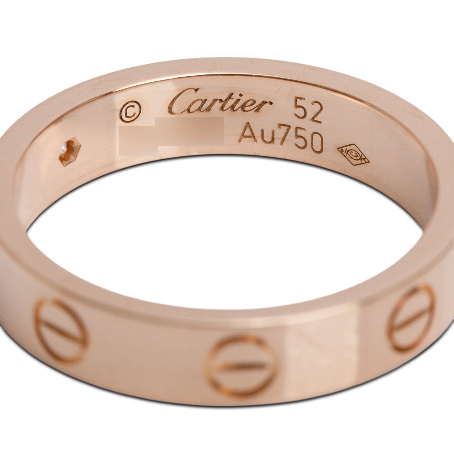Cartier 18k Rose Gold 1 Diamond 4 MM Love Wedding Band Ring, Size 52 6 w/ Box & Certificate