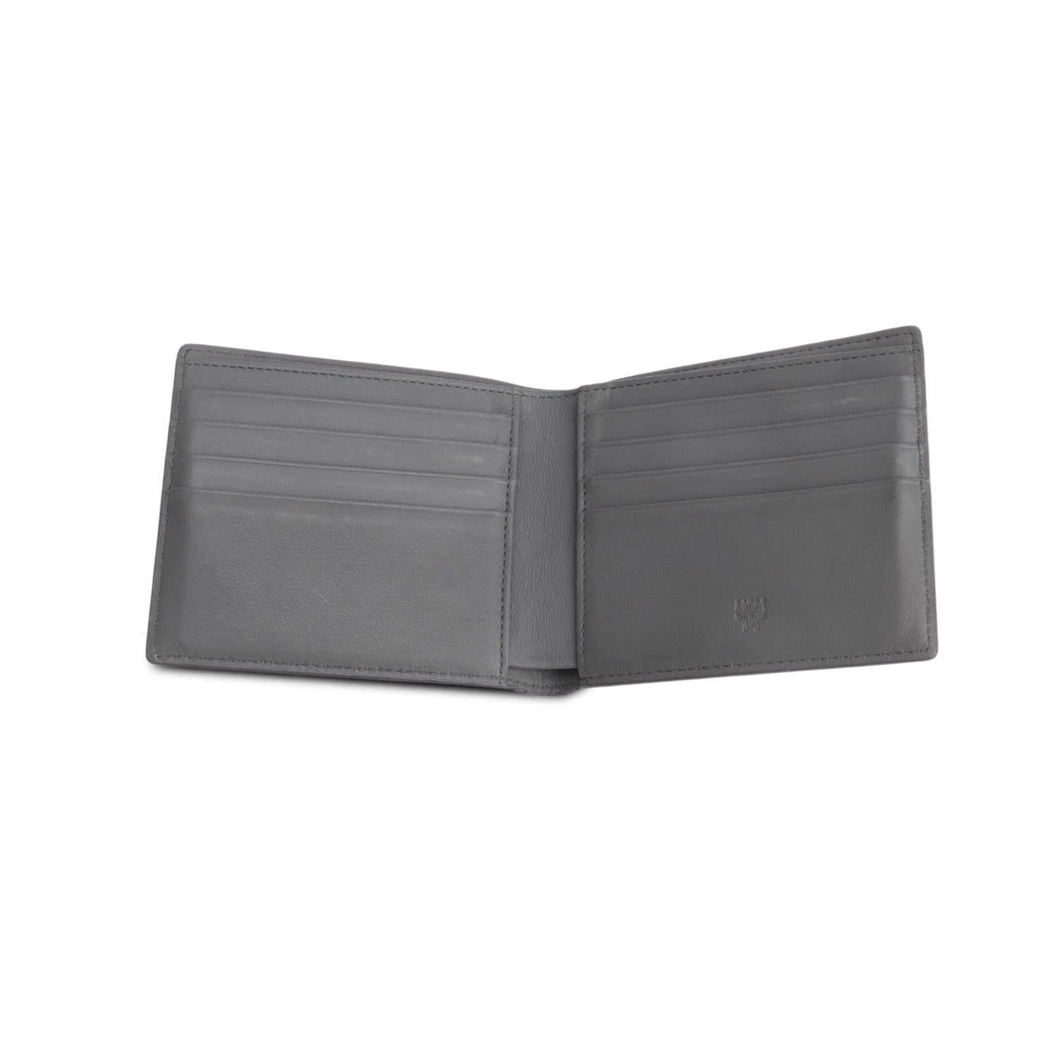 MCM Grey Visetos Gunta M Stripes Small Bi-Fold Wallet w/ Box