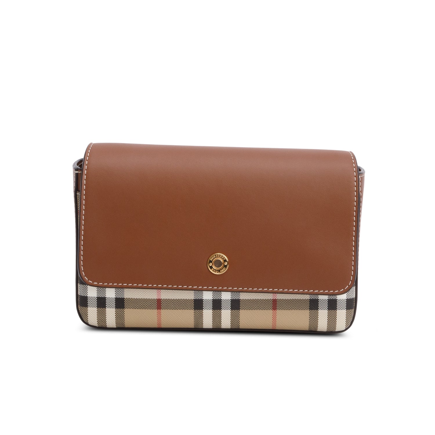 Burberry Brown Calfskin Vintage Check New Hampshire Bag