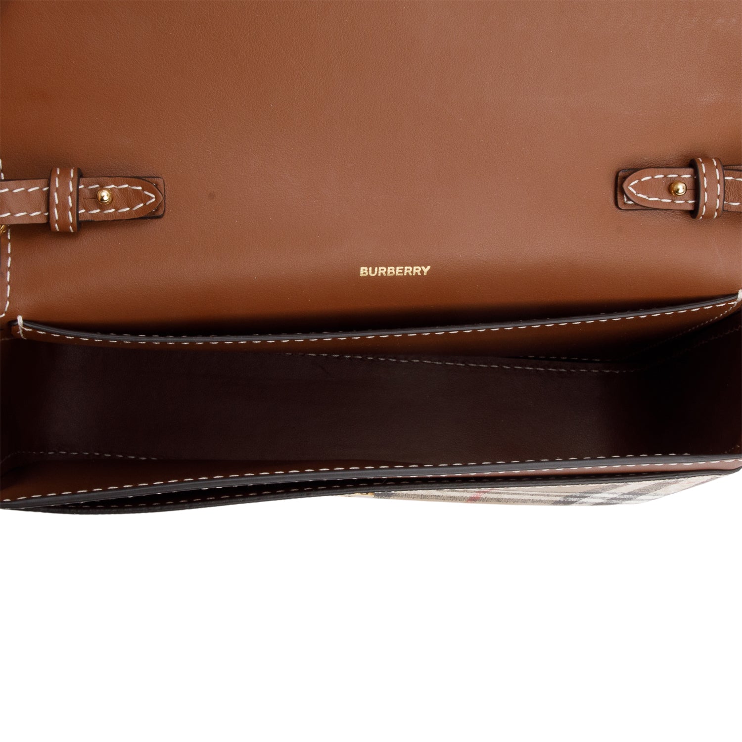 Burberry Brown Calfskin Vintage Check New Hampshire Bag