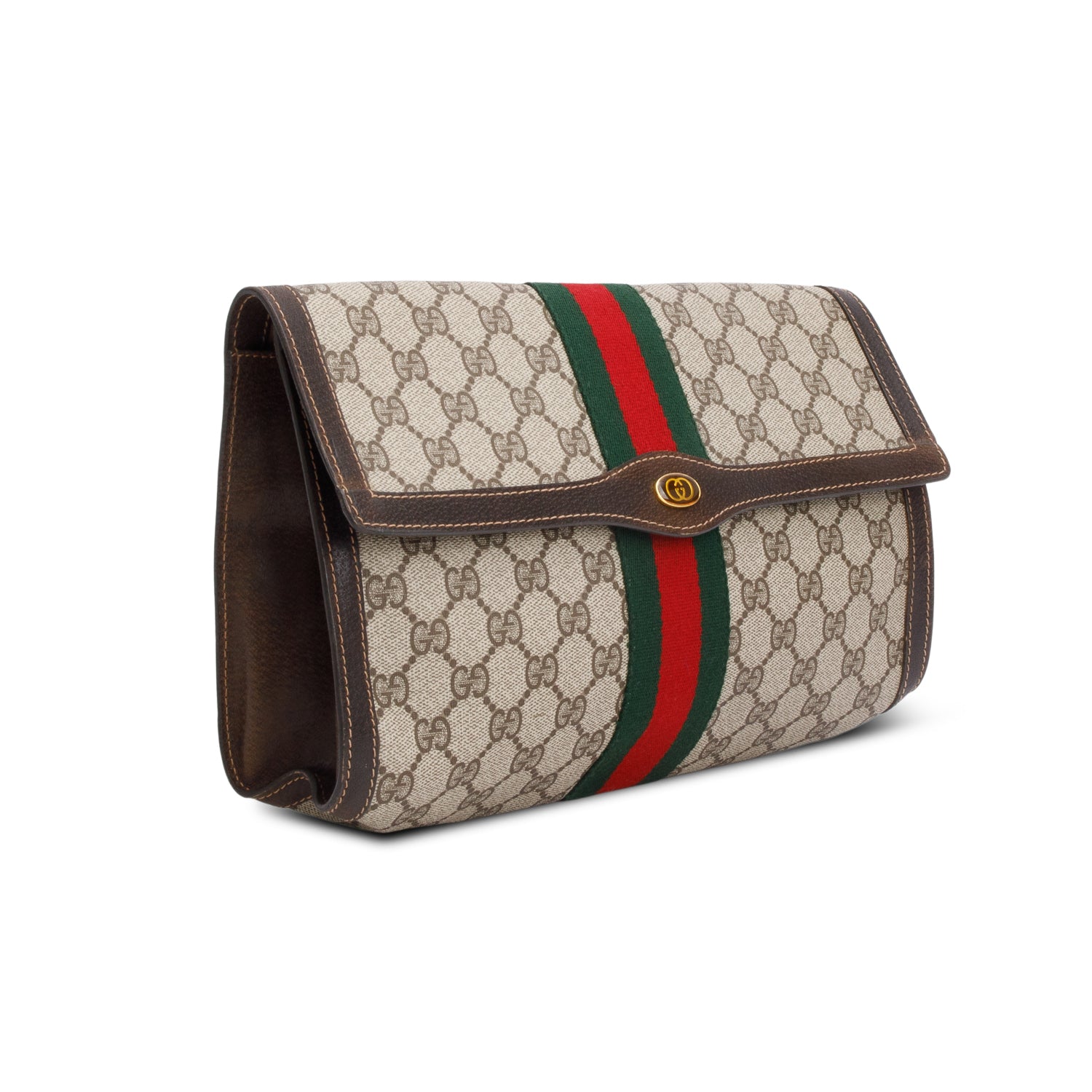 Gucci GG Supreme Monogram Web Sherry Line Clutch