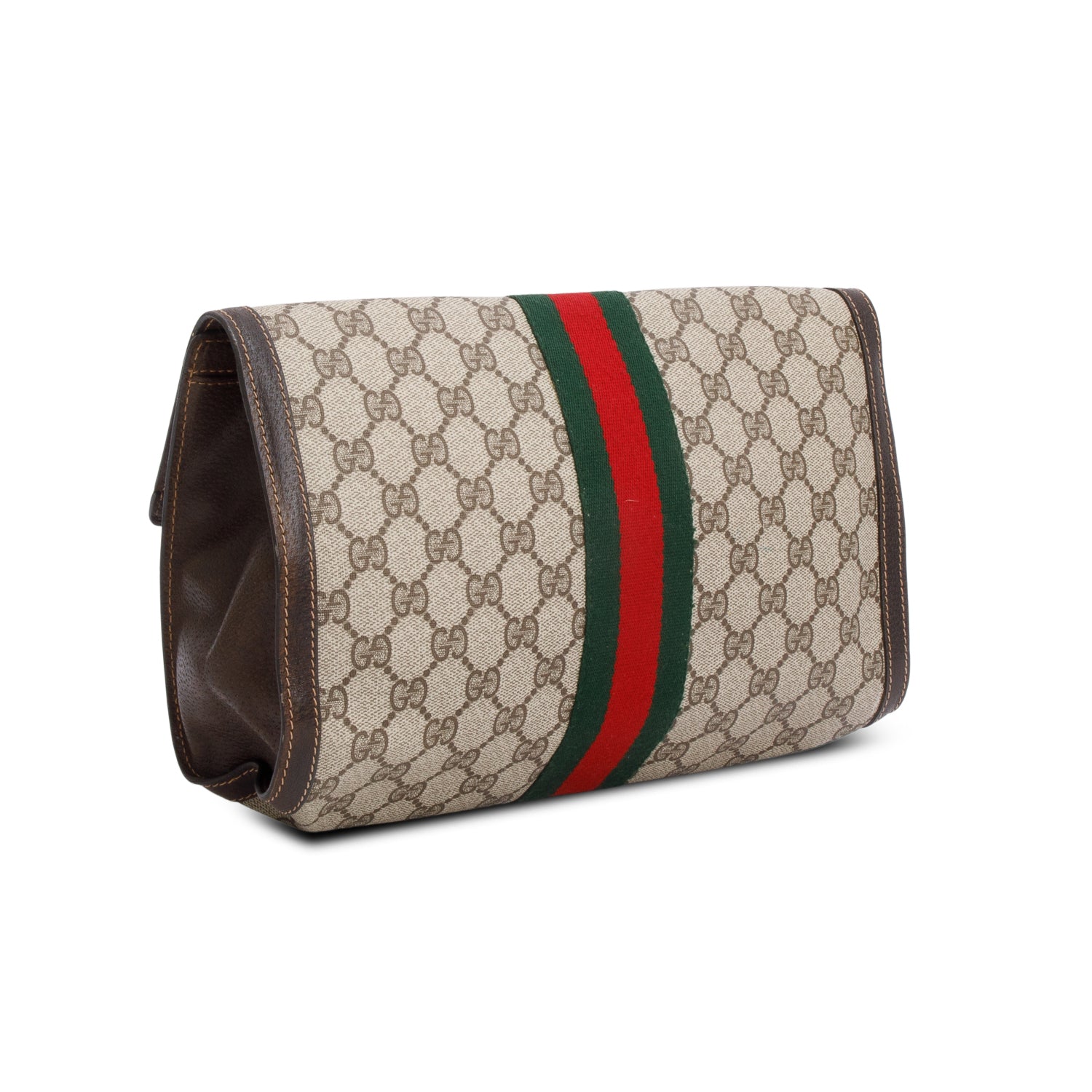 Gucci GG Supreme Monogram Web Sherry Line Clutch