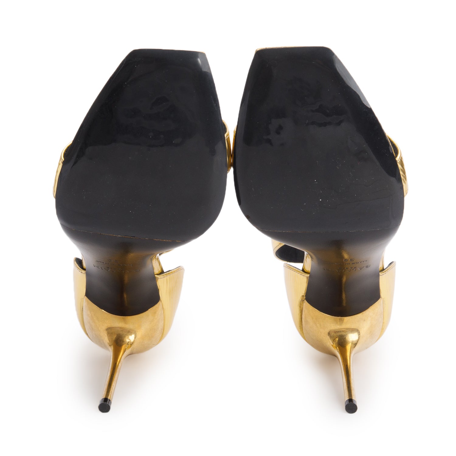 Balmain Gold Leather Uma Sandals, Size 38 w/ Box