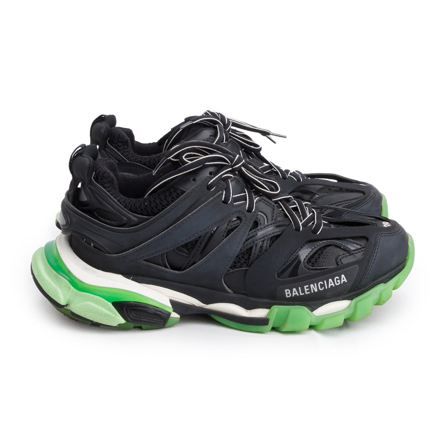 Balenciaga Black Mesh Rubber Track Sneakers, Size 39