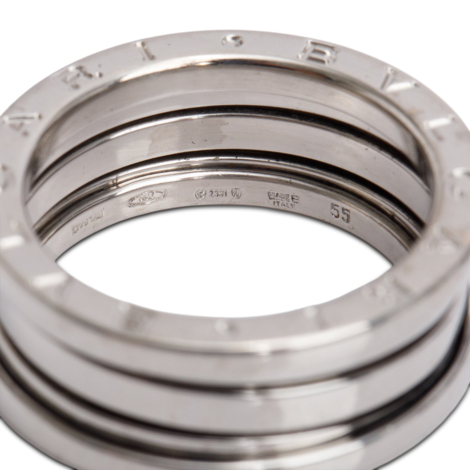 BVLGARI 18k White Gold B.Zero1 Three-Band Ring, Size 55 7