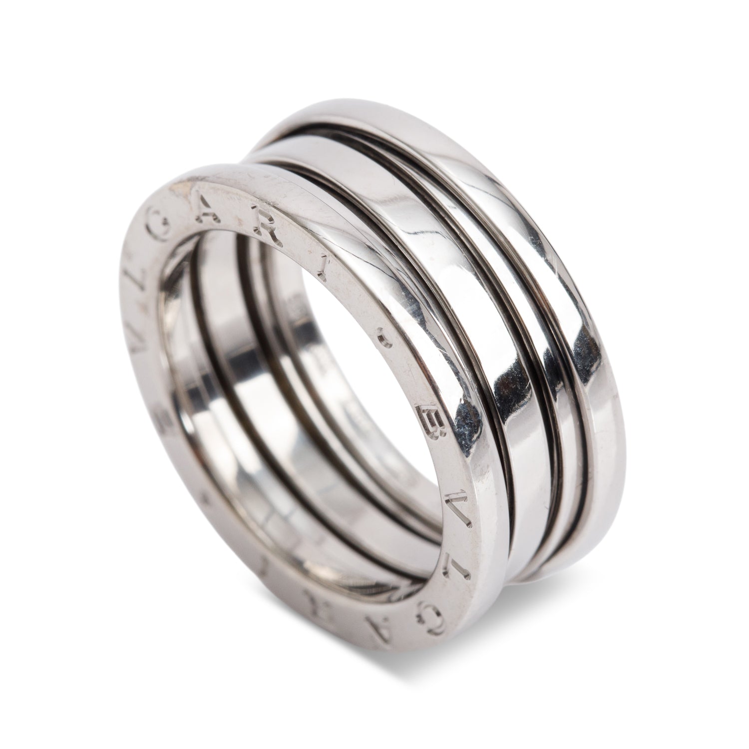BVLGARI 18k White Gold B.Zero1 Three-Band Ring, Size 55 7
