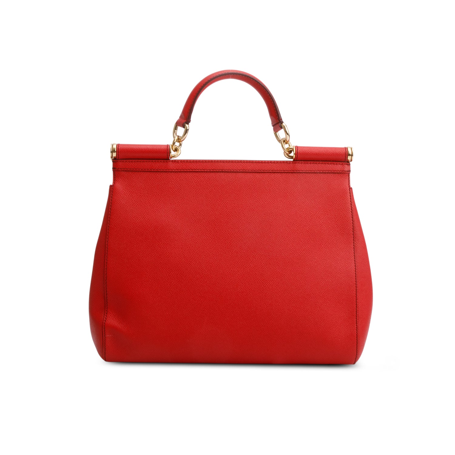 Dolce & Gabanna Red Dauphine Calfskin Leather Large Miss Sicily Handbag w/ Strap